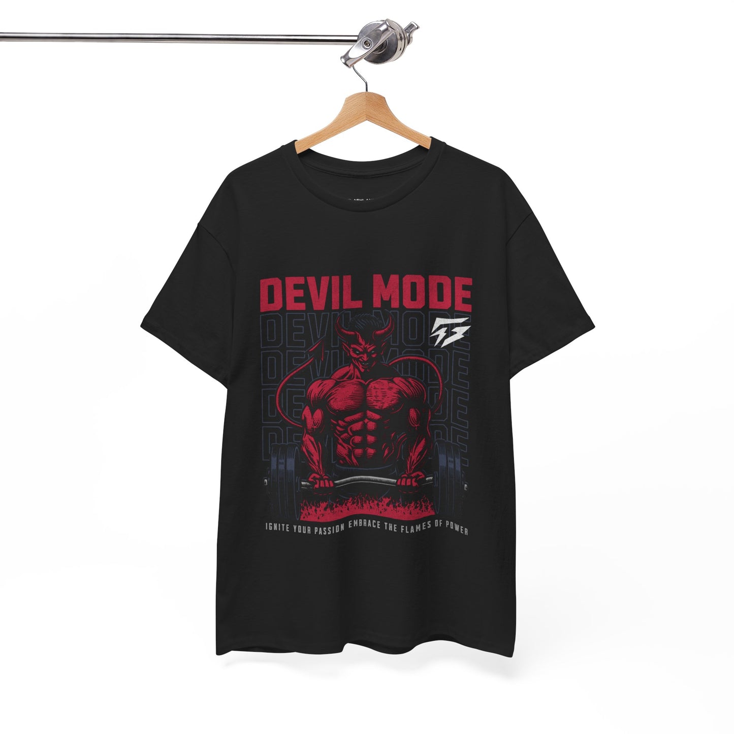 Devil Mode Gym Shirt Flashlander Cotton Unisex Charcoal Black Performance Graphic Tee