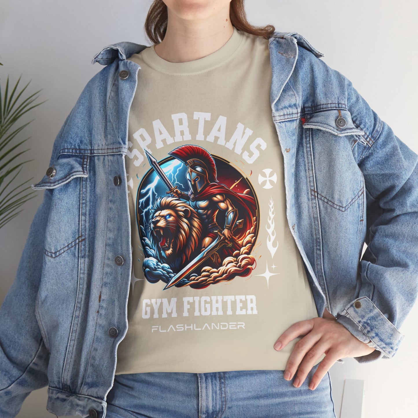 Spartans Gym Fighter Shirt Flashlander Performance T-Shirt Cotton Unisex Charcoal Black Graphic Tee