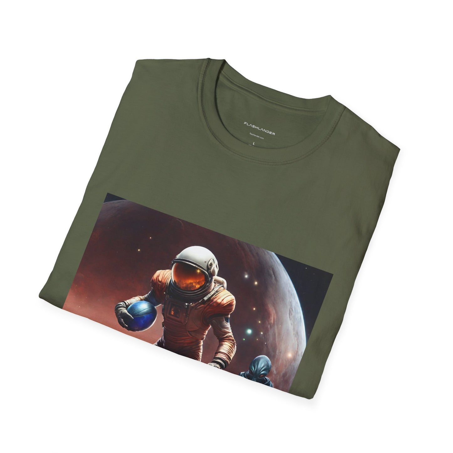 Astronaut and Alien Face Off in Football Gym Shirt Flashlander