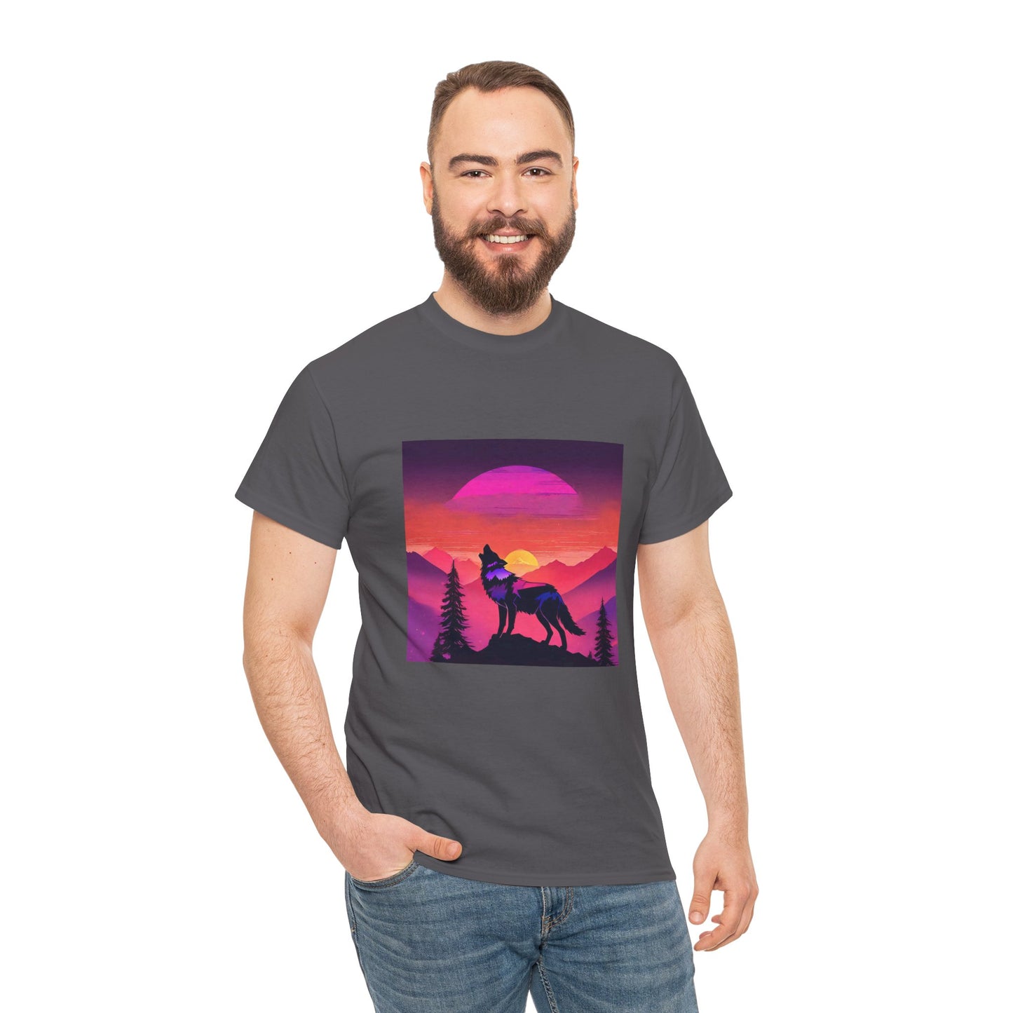 Wolf Majestic Sunset Gaphic Tee Flashlander