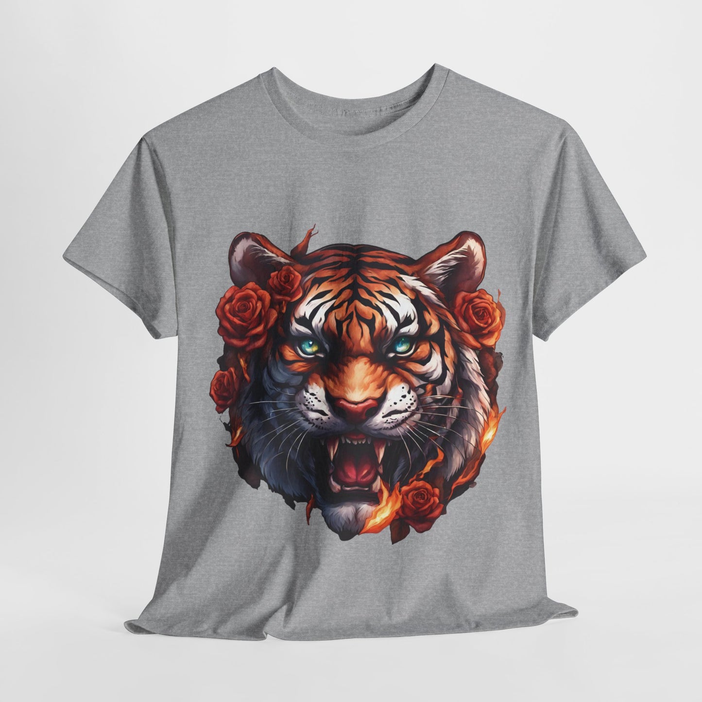 Tiger Flames and Roses T-Shirt Flashlander