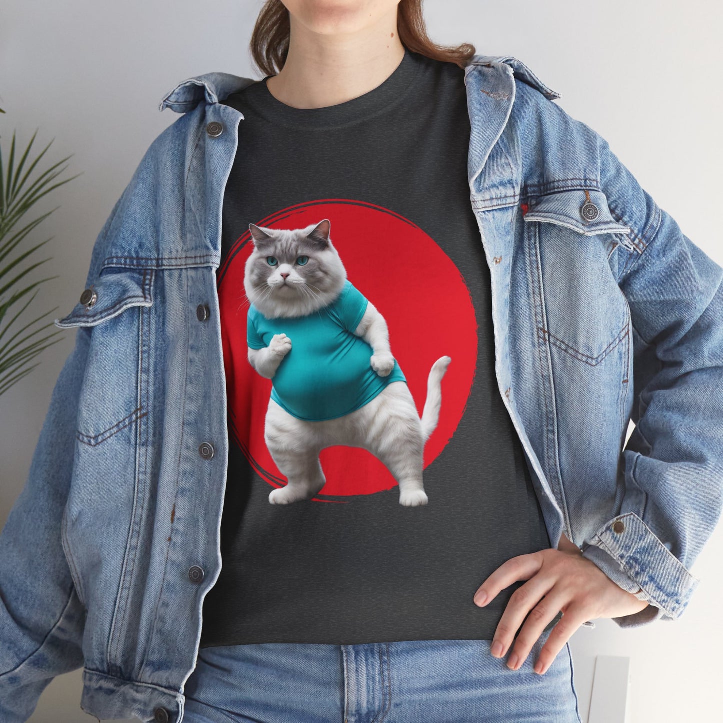 Camiseta de gimnasio Flashlander con divertido gato gordo de karate