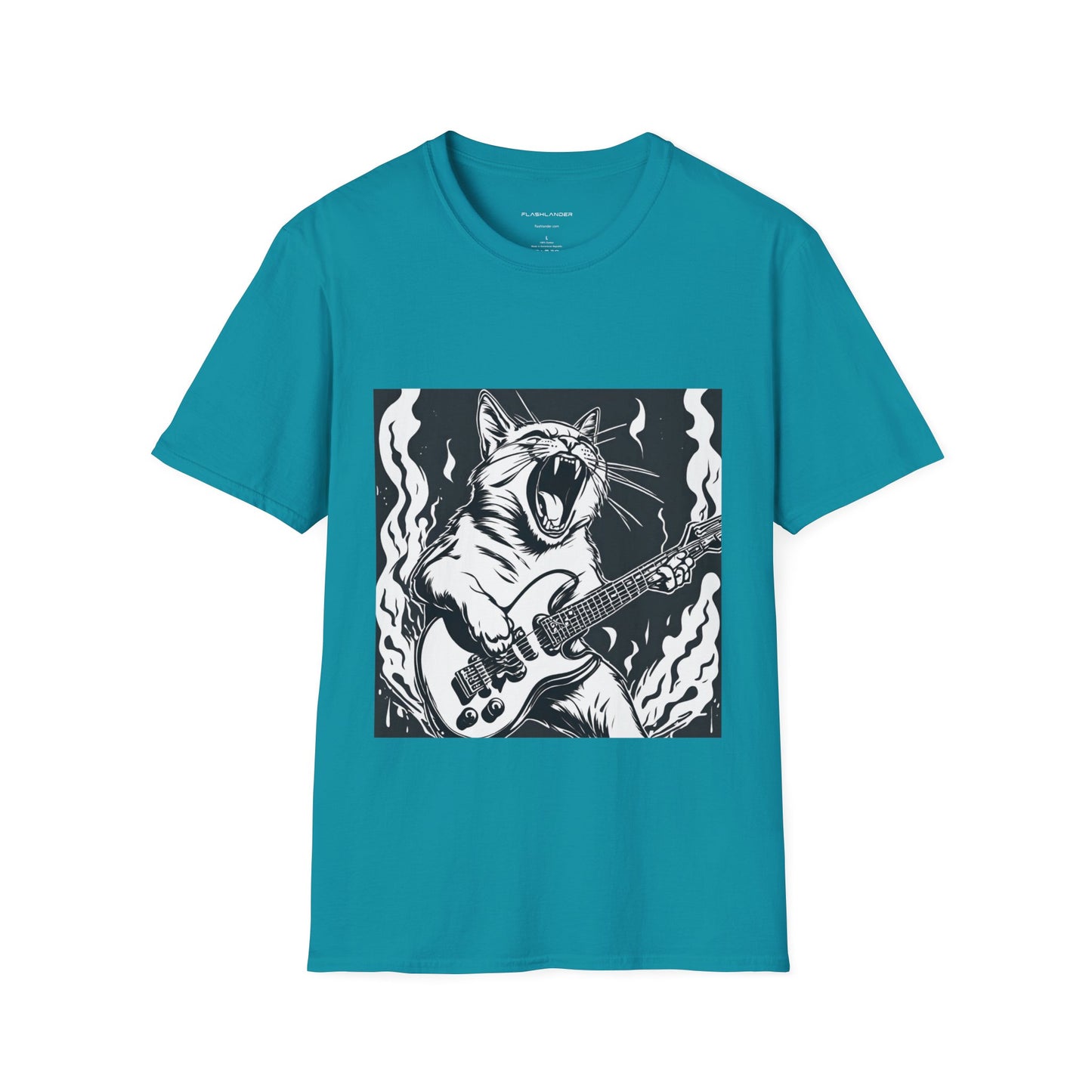 Cat Playing Guitar Flashlander Gym Shirt