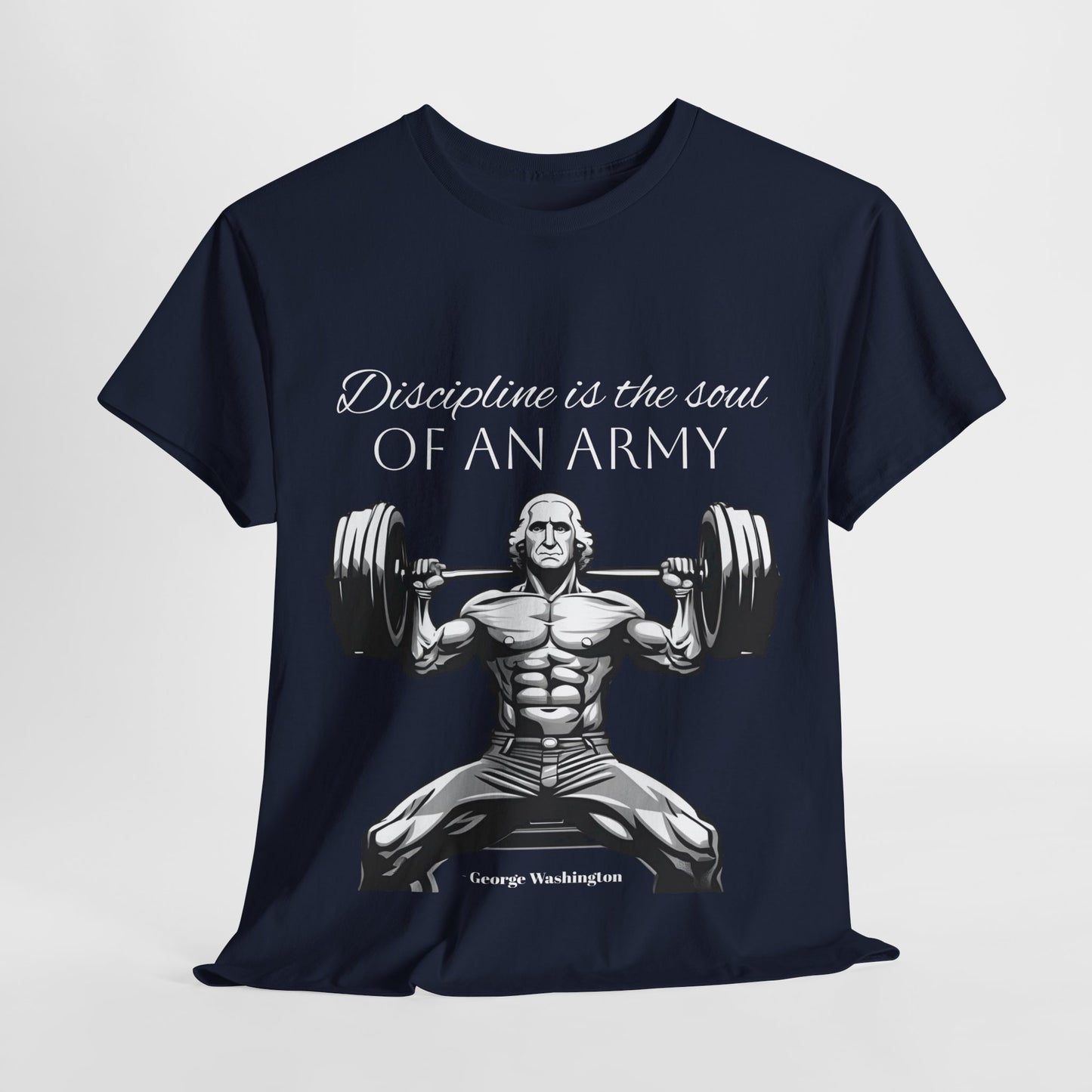 T-shirt de culturiste George Washington - Flashlander Disipline Is The Soul Of An Army Gym T-shirt en coton unisexe noir anthracite graphique