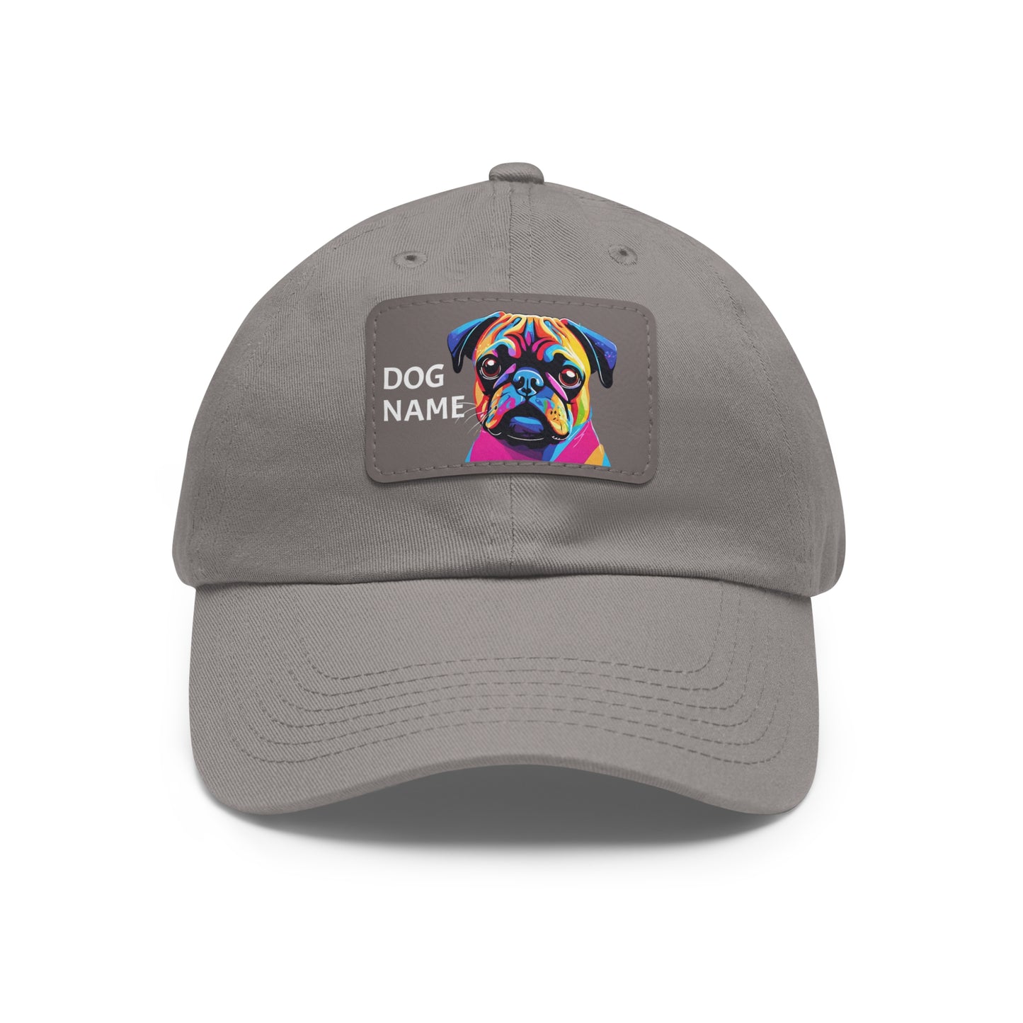 Pug Dog Hat Sportswear Cap Pug Cap Pug Hat Pug Dog Hat Pop Art Hat Dad Hat with Patch (Rectangle) Baseball Cap Custom Hat Flashlander