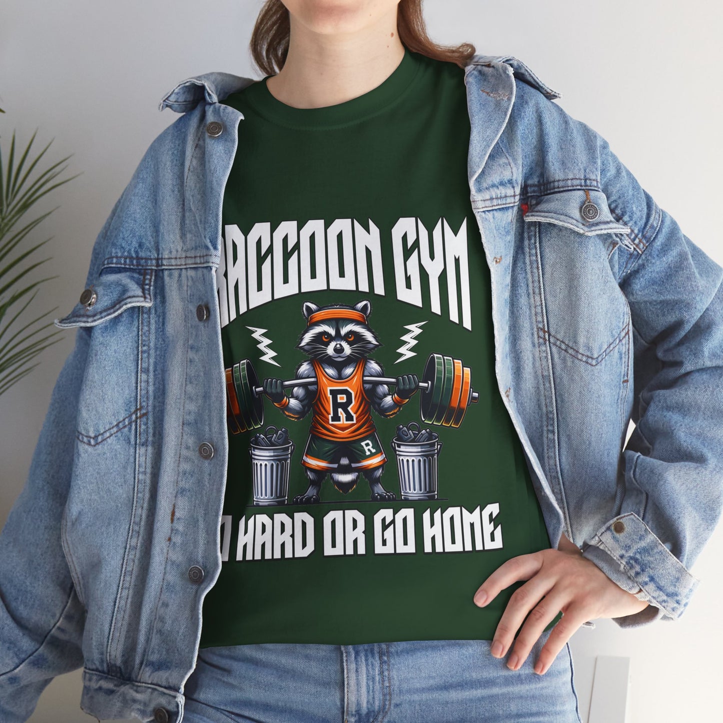 Raccoon Bodybuilder Shirt Flashlander Go Hard or Go Home Gym T-Shirt Cotton Unisex Graphic Tee