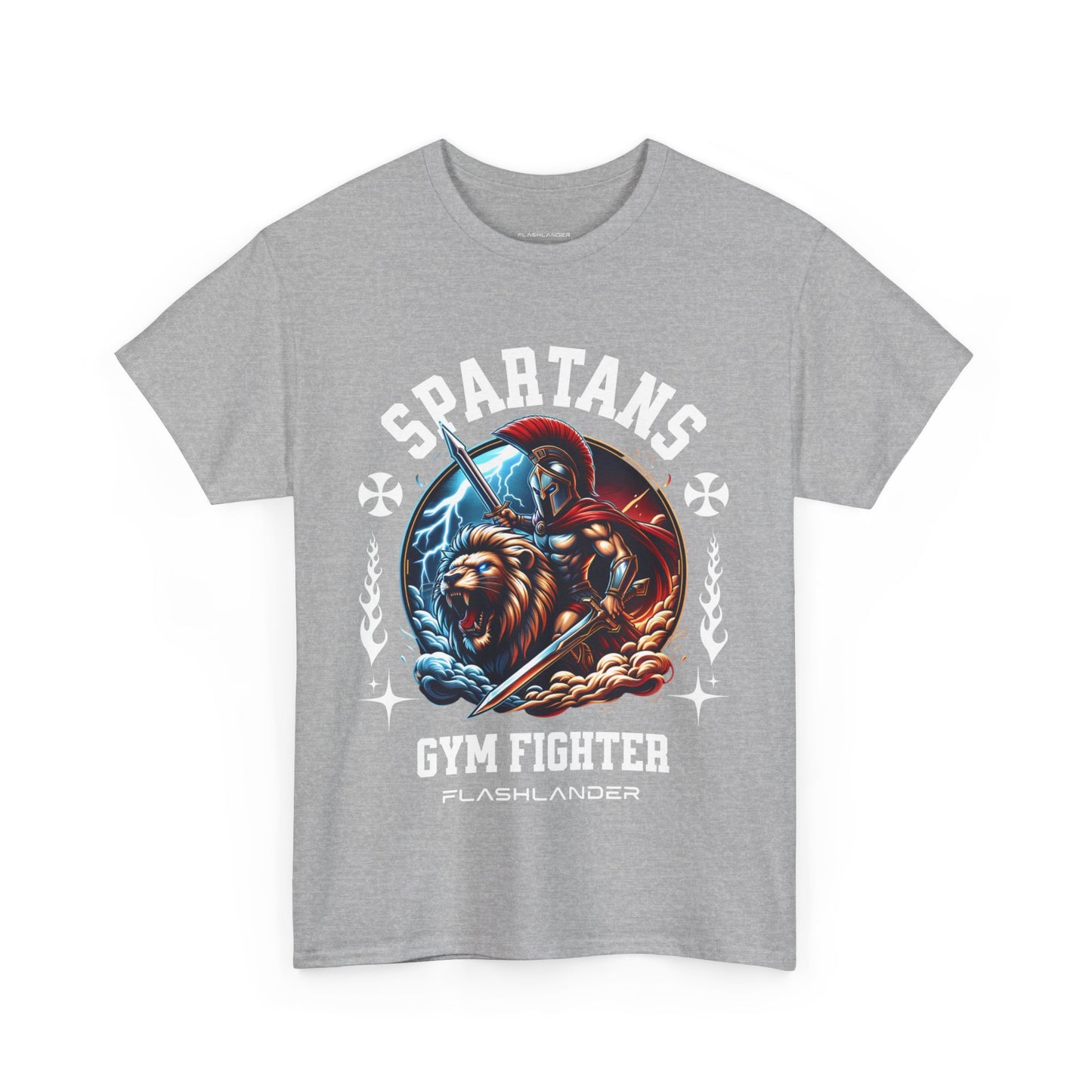 Spartans Gym Fighter Shirt Flashlander Performance T-Shirt Cotton Unisex Charcoal Black Graphic Tee