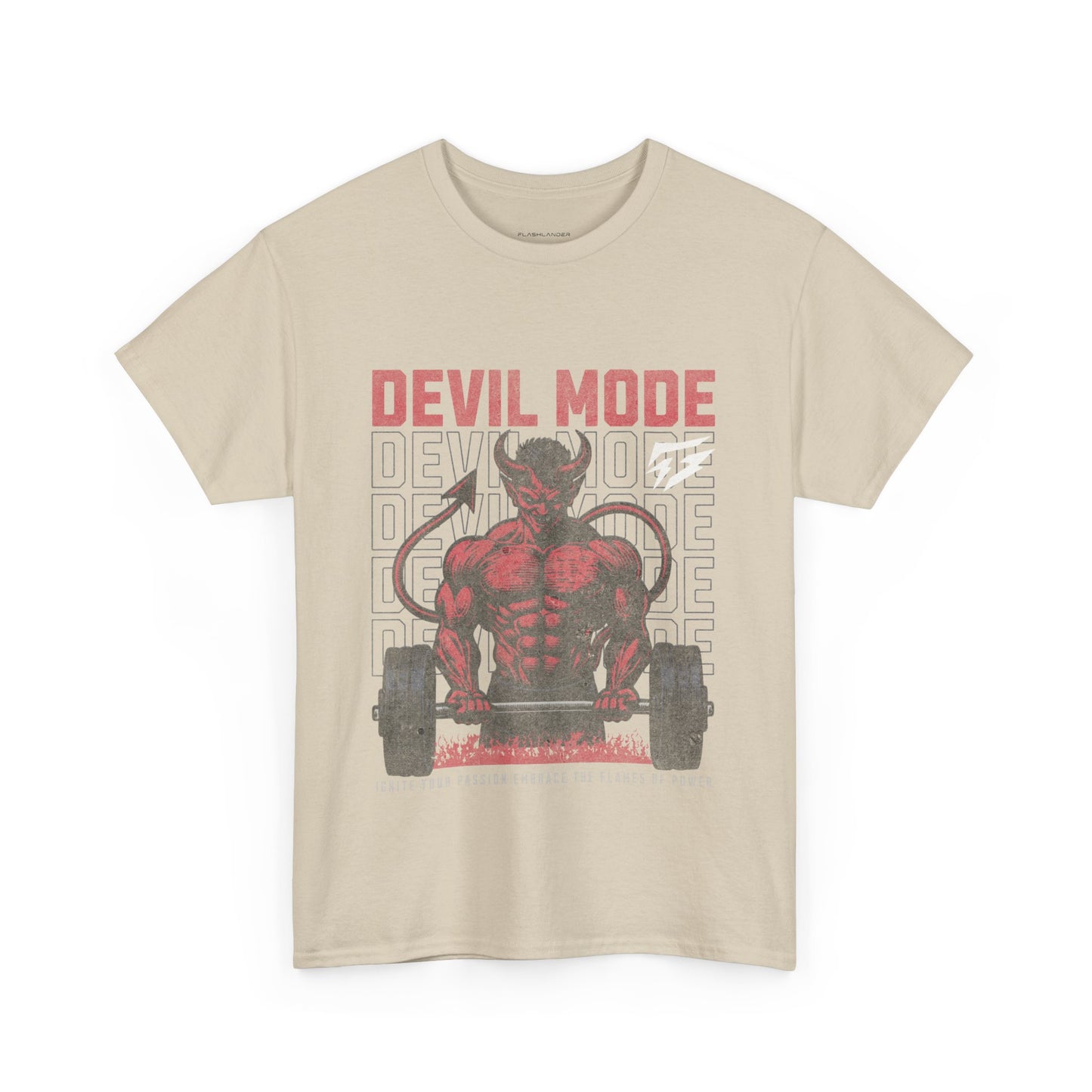 Devil Mode Gym Shirt Flashlander Cotton Unisex Charcoal Black Performance Graphic Tee