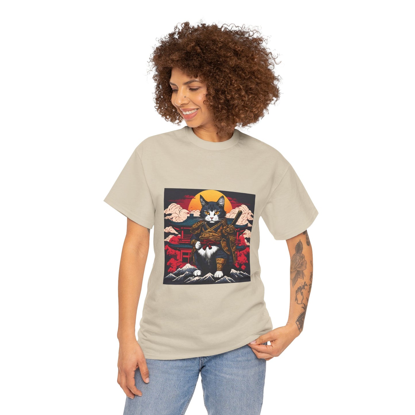 Samurai Cat Cartoon Anime - Flashlander Gym Shirt