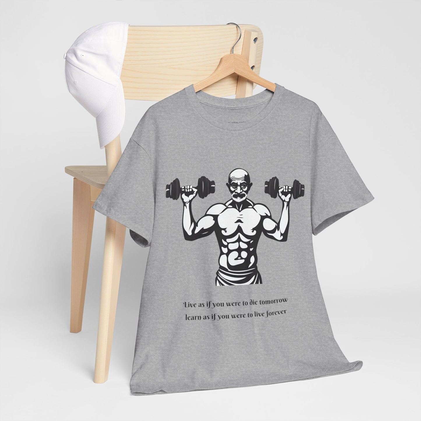 Gandhi Bodybuilder Gym Shirt - Flashlander Live as if you were to die tomorrow, learn as if you were to live forever quote Graphic Tee