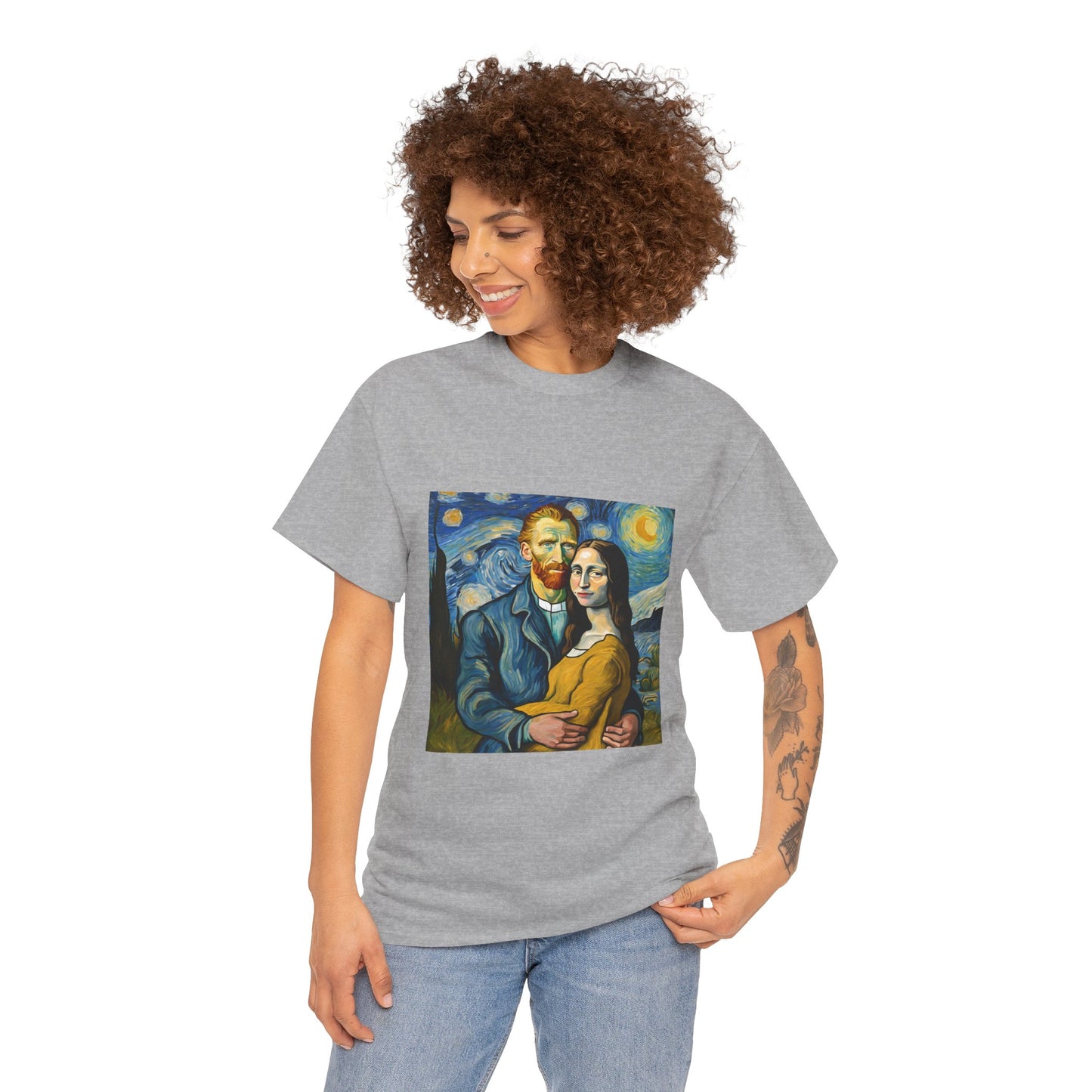 Funny Mona Lisa with Vincent Van Gogh Starry Night - Flashlander Gym Shirt