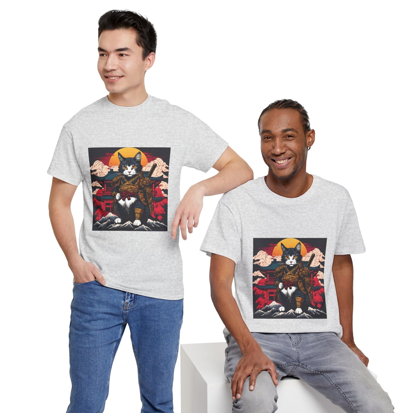 Samurai Cat Cartoon Anime - Flashlander Gym Shirt