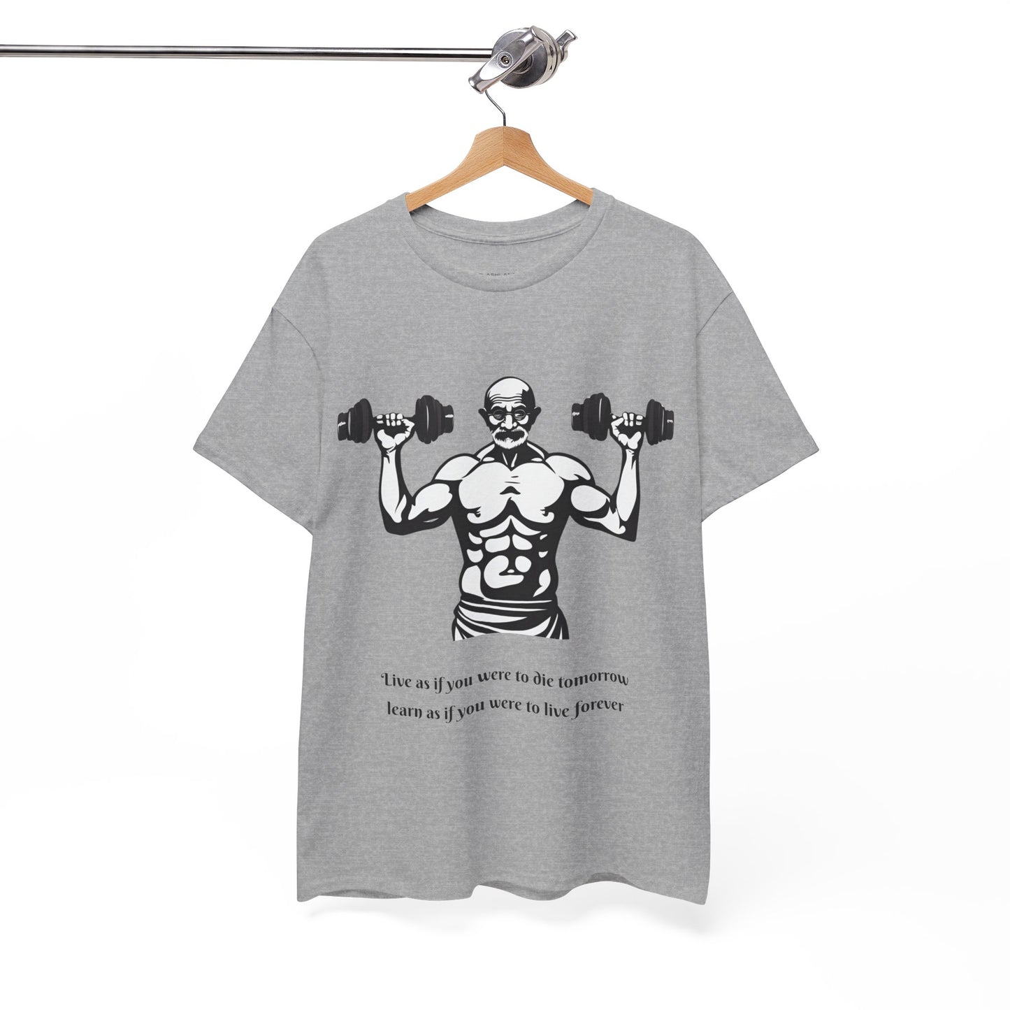 Gandhi Bodybuilder Gym Shirt - Flashlander Live as if you were to die tomorrow, learn as if you were to live forever quote Graphic Tee