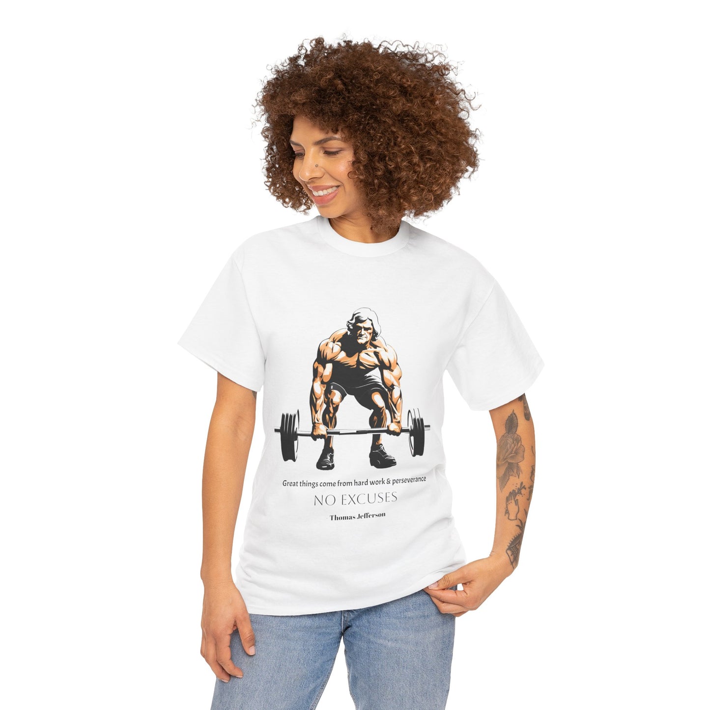 Thomas Jefferson Bodybuilder Shirt - Flashlander Great Things Come From Hard Work And Perseverance, No excuses Graphic Tee