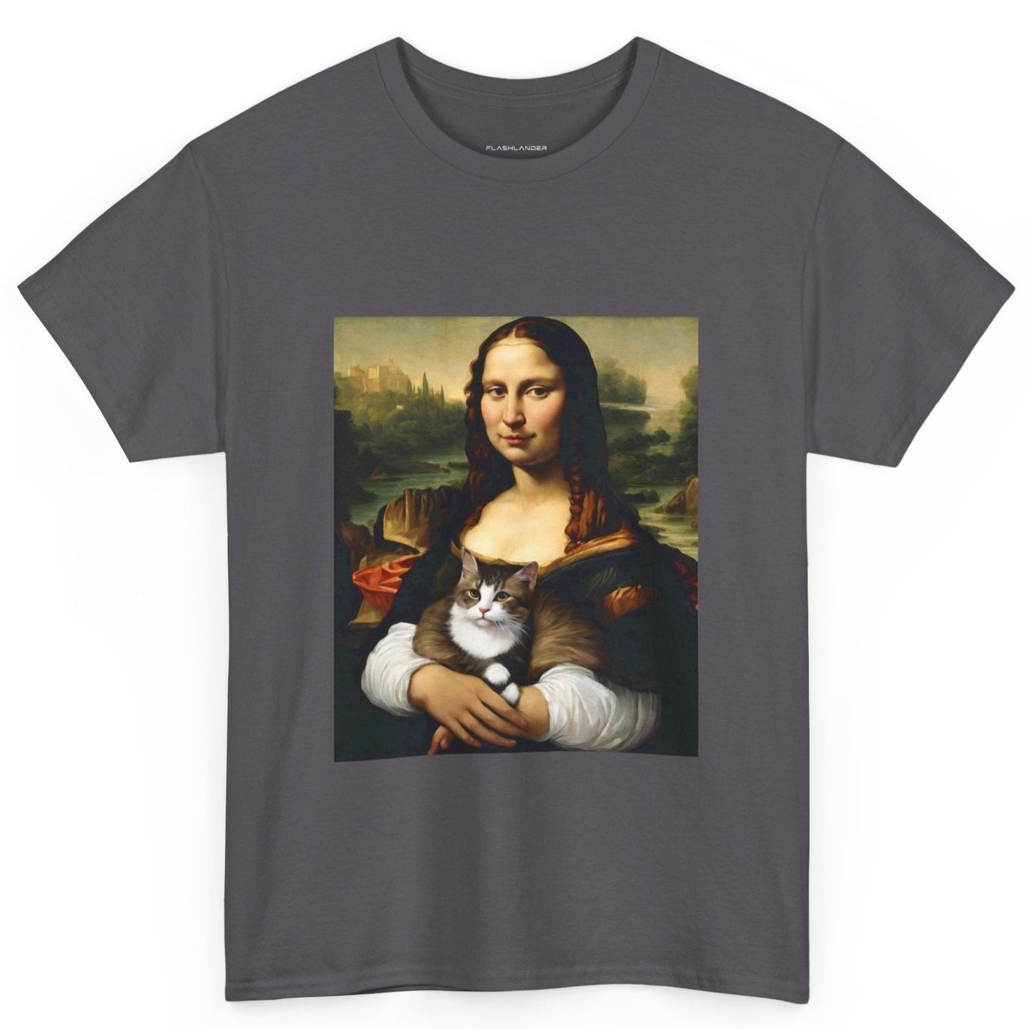 Mona Lisa with Cat - Flashlander Gym Shirt