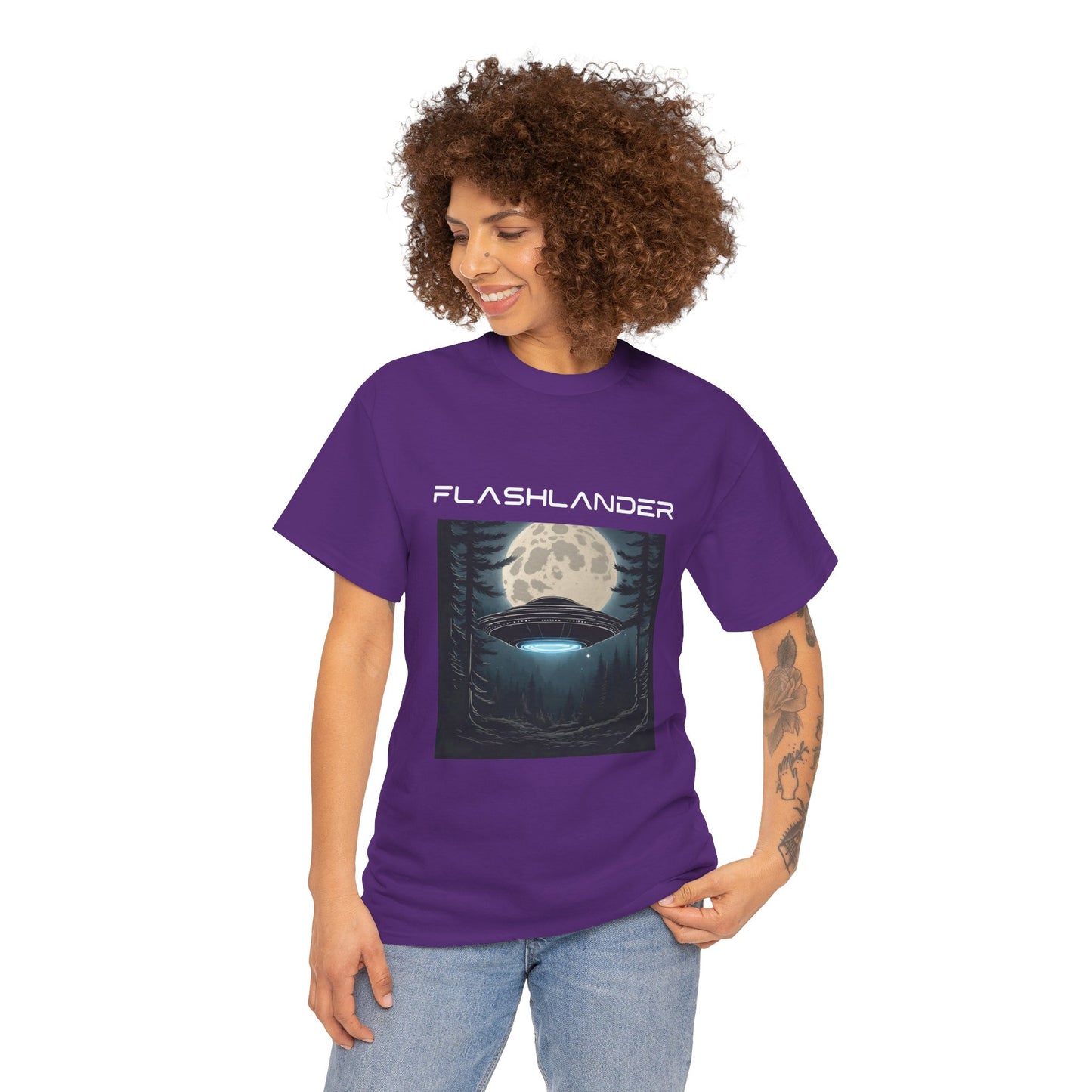 UFO Soaring Low in the Forest Tee Flashlander Gym Shirt