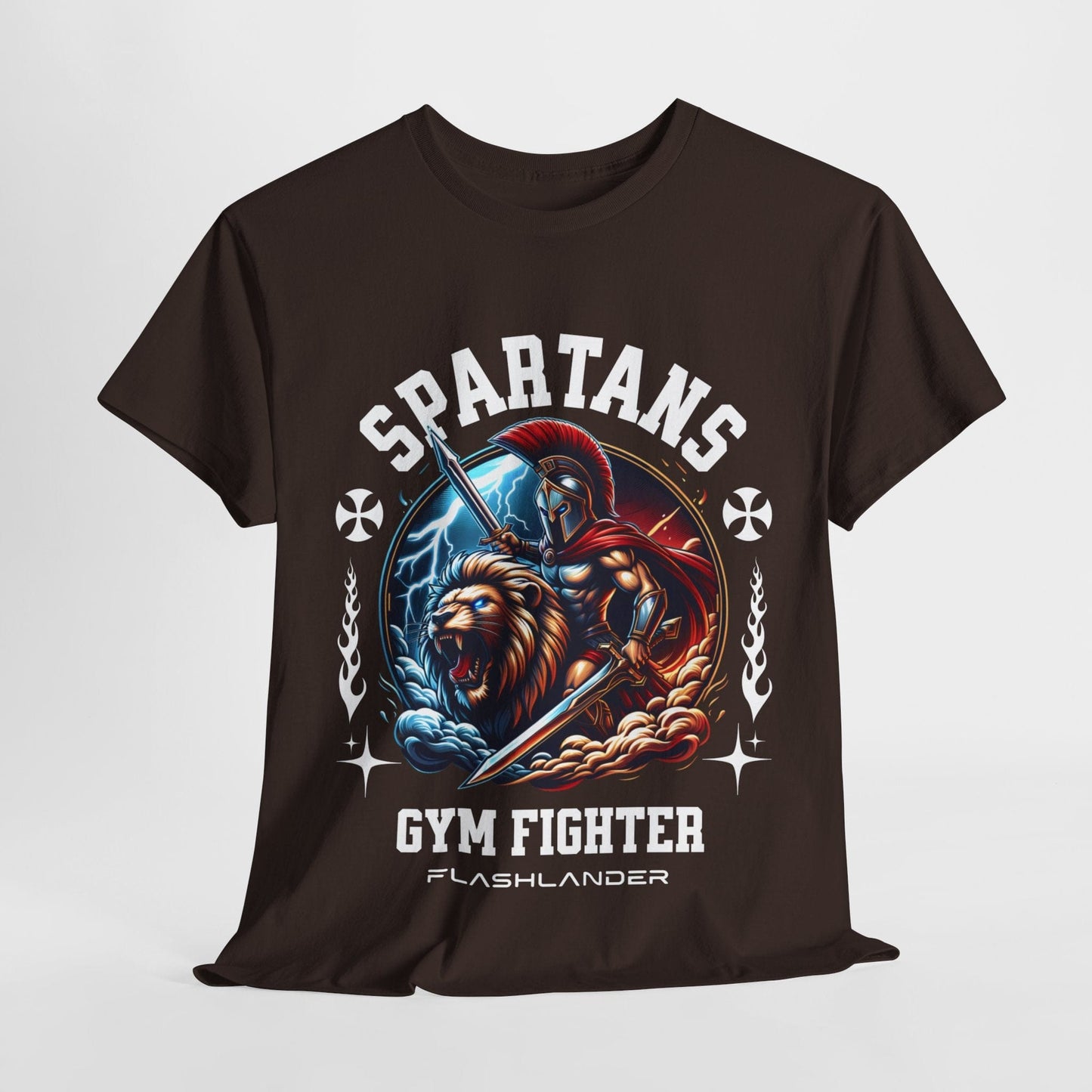 Spartans Gym Fighter Shirt Flashlander Performance T-Shirt Cotton Unisex Charcoal Black Graphic Tee