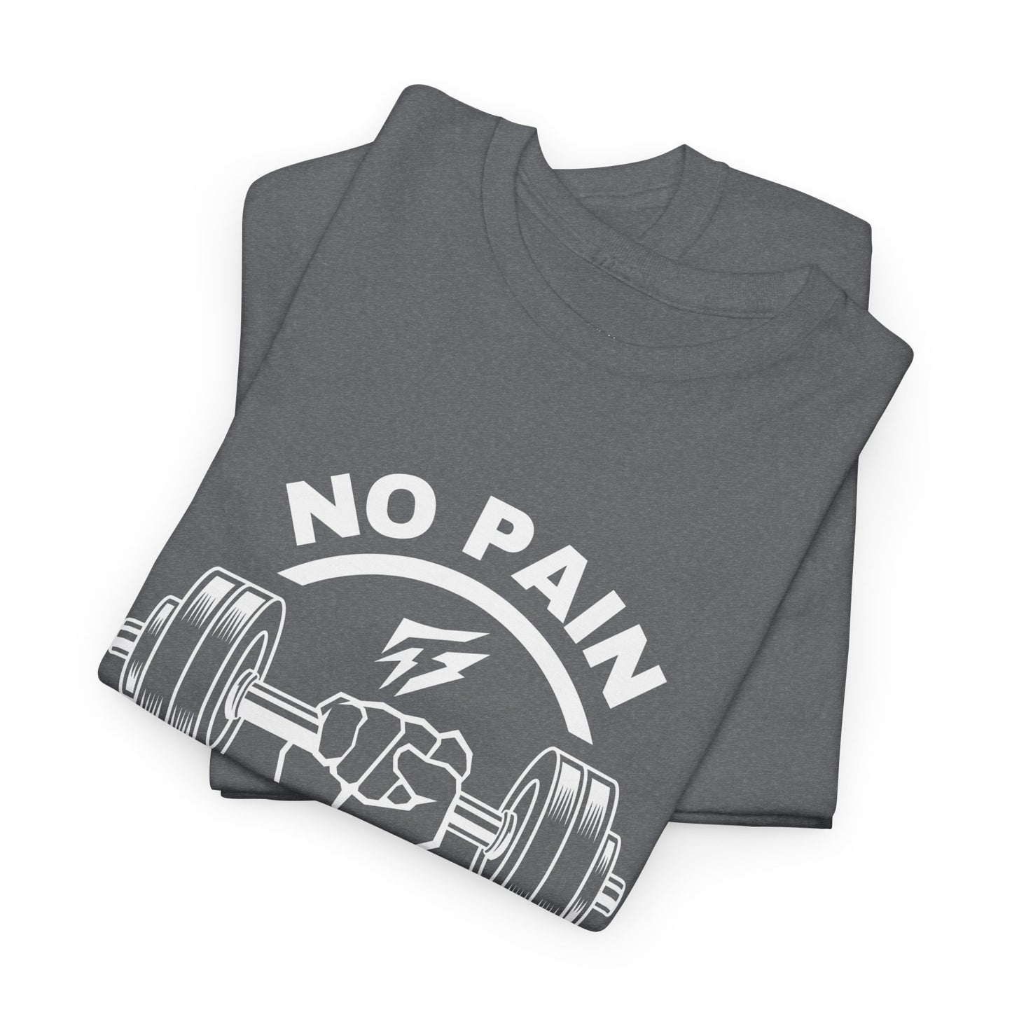 T-shirt de sport Lifting Flashlander avec citation « No Pain No Gain »