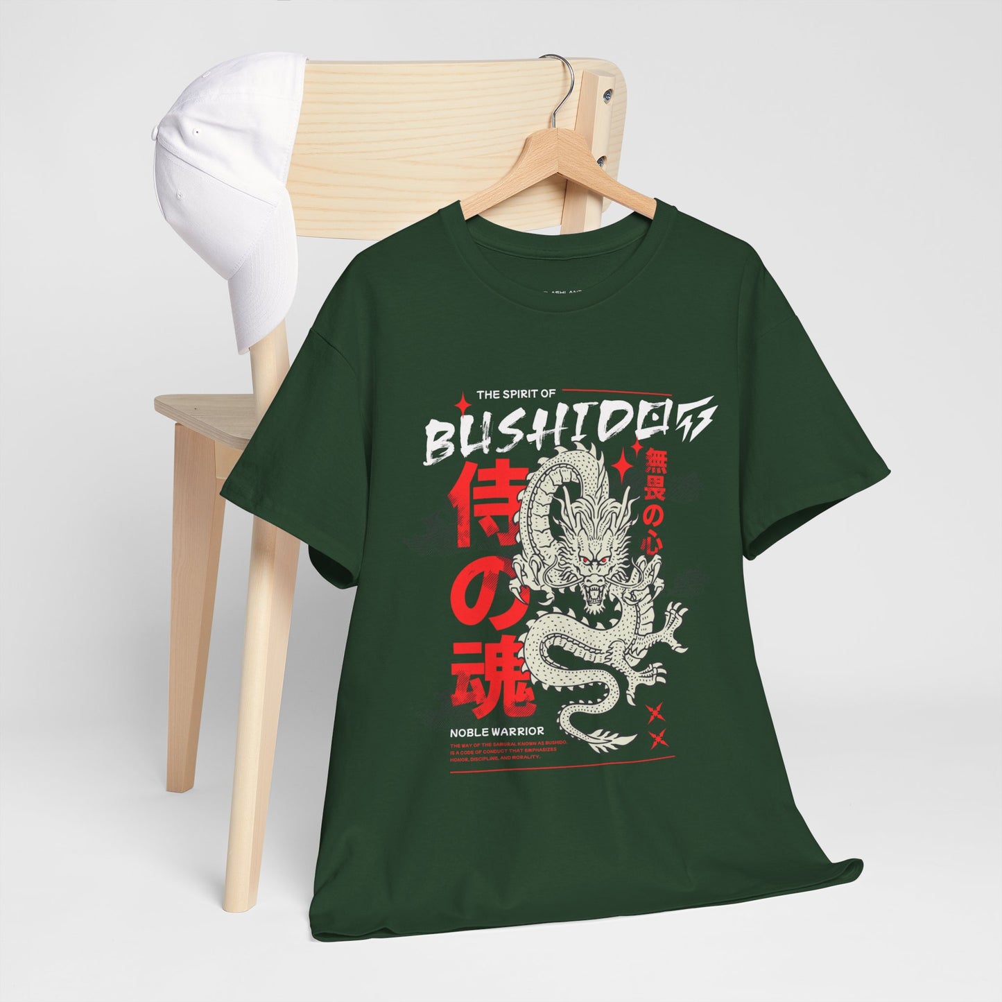 Dragon Gym Shirt The Spirit of Bushido T-Shirt Flashlander Cotton Unisex Charcoal Black Graphic Tee