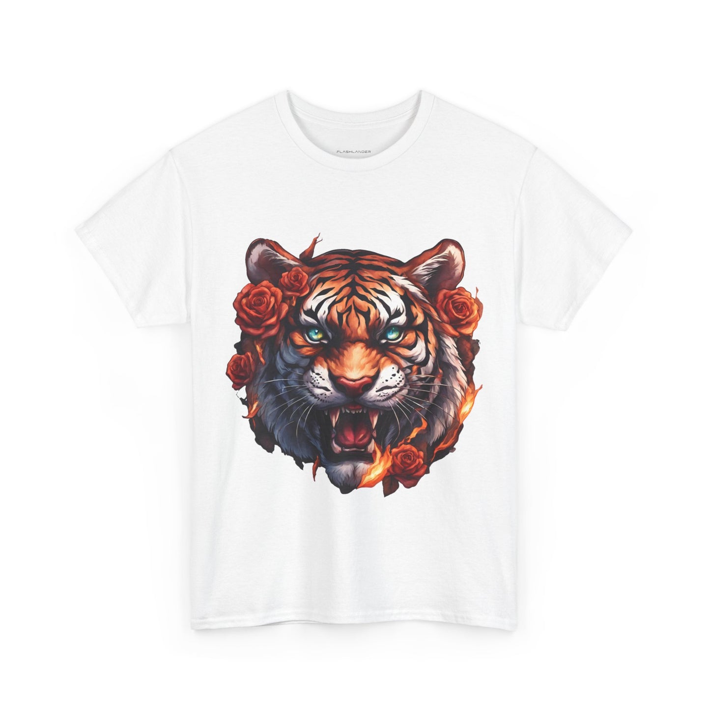 Tiger Flames and Roses T-Shirt Flashlander