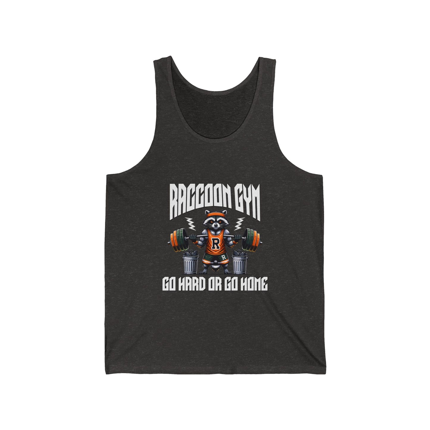 Raccon Gym Rooster Bodybuilding Cotton Unisex Jersey Tank Go Hard or Go Home Charcoal Black