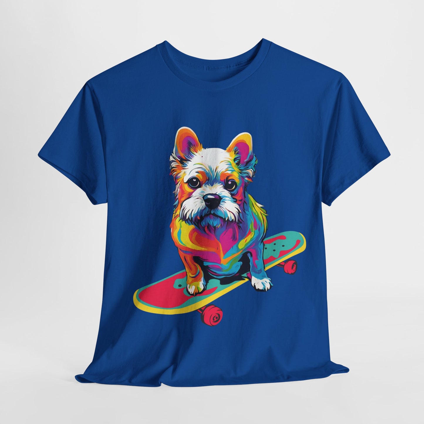 T-shirt de sport Flashlander avec chien skateboardant Pop Art