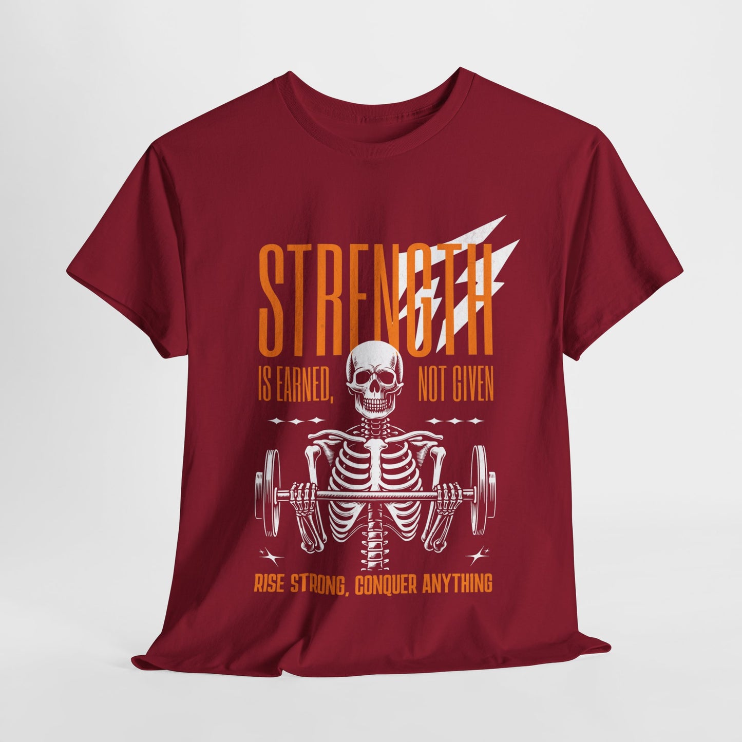 Skeleton Lifter Bodybuilder Shirt Flashlander Strength Is Earned Not Given Gym T-Shirt Cotton Unisex Graphic Tee