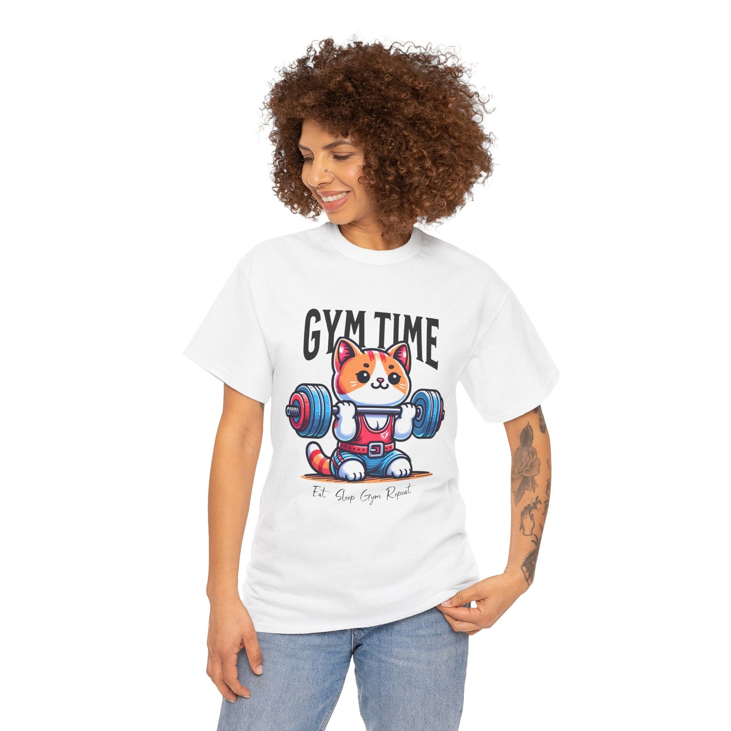 Cute Cat Gym Time Shirt Flashlander Graphic Tee