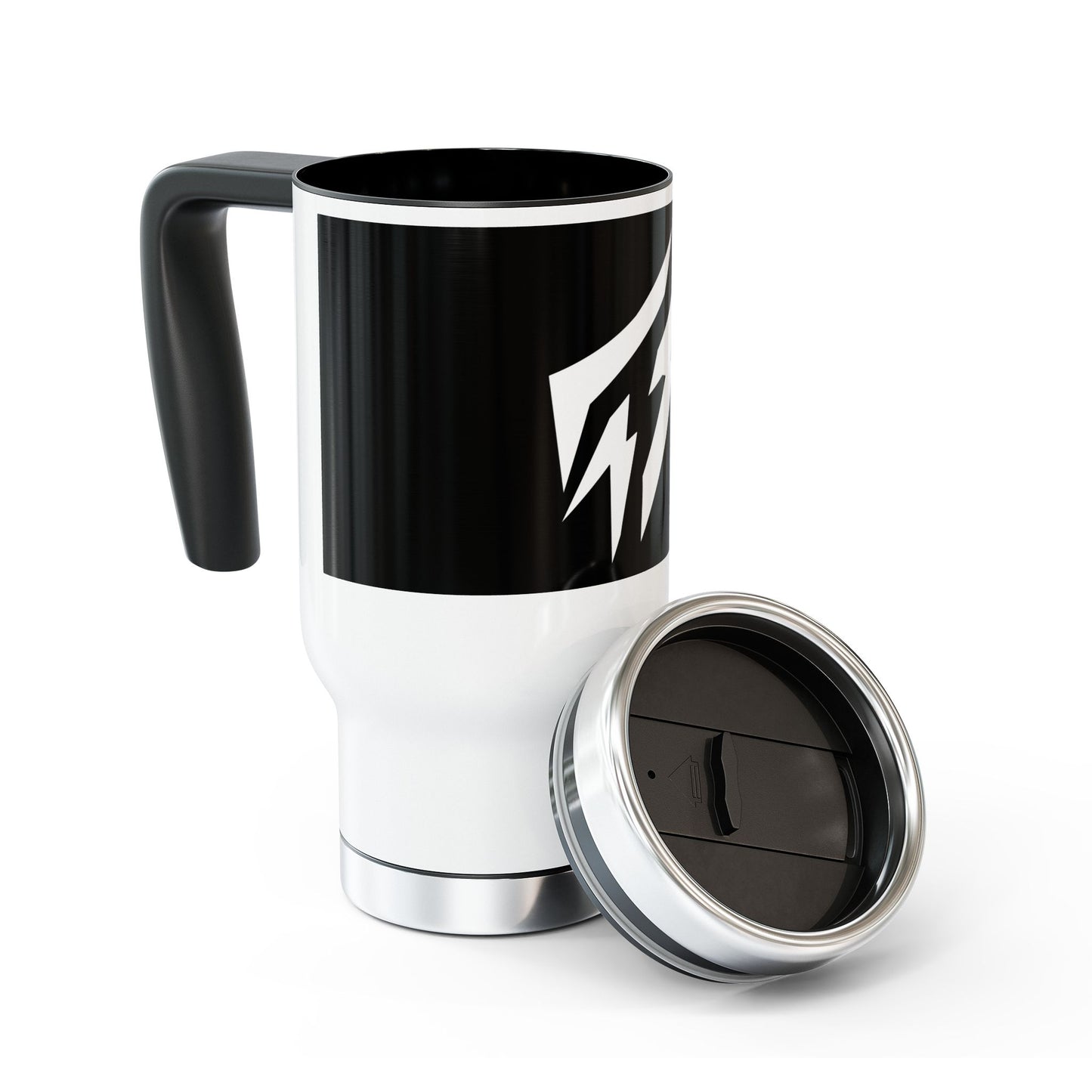 Flashlander Stainless Steel Travel Sports Mug with Handle 14oz White and Black