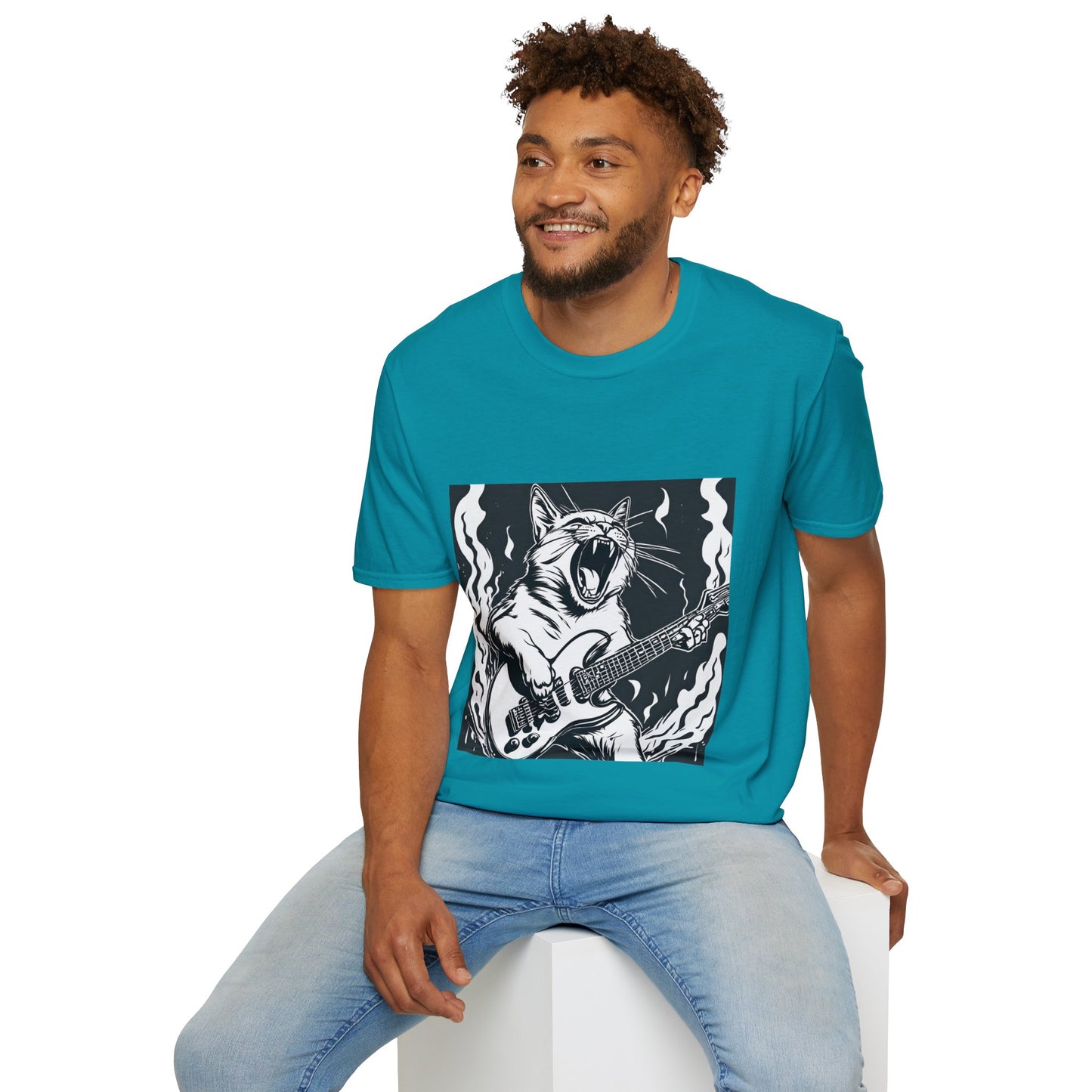 Cat Playing Guitar Flashlander Gym Shirt