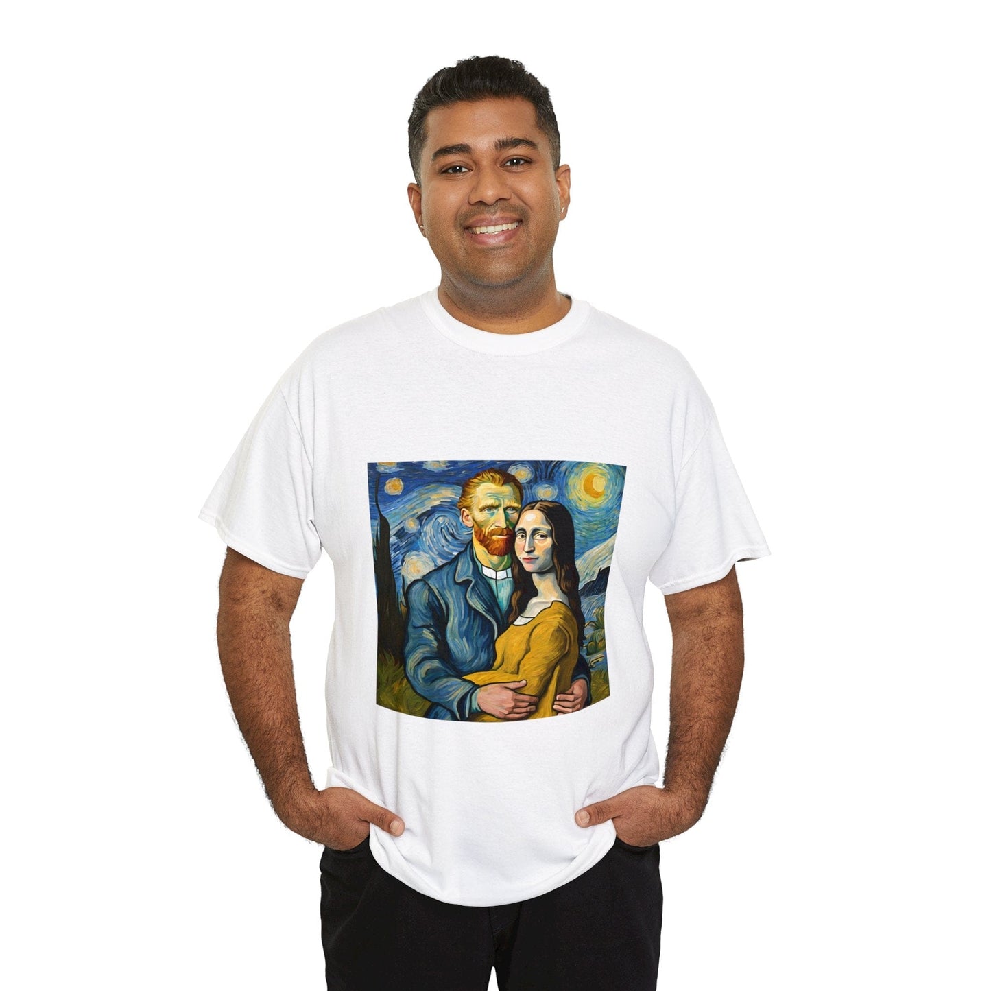 Funny Mona Lisa with Vincent Van Gogh Starry Night Vintage T-Shirt Starry Night Shirt Mona Lisa Shirt Funny Mona Lisa Van Gogh Shirt Unisex Graphic Tee Flashlander