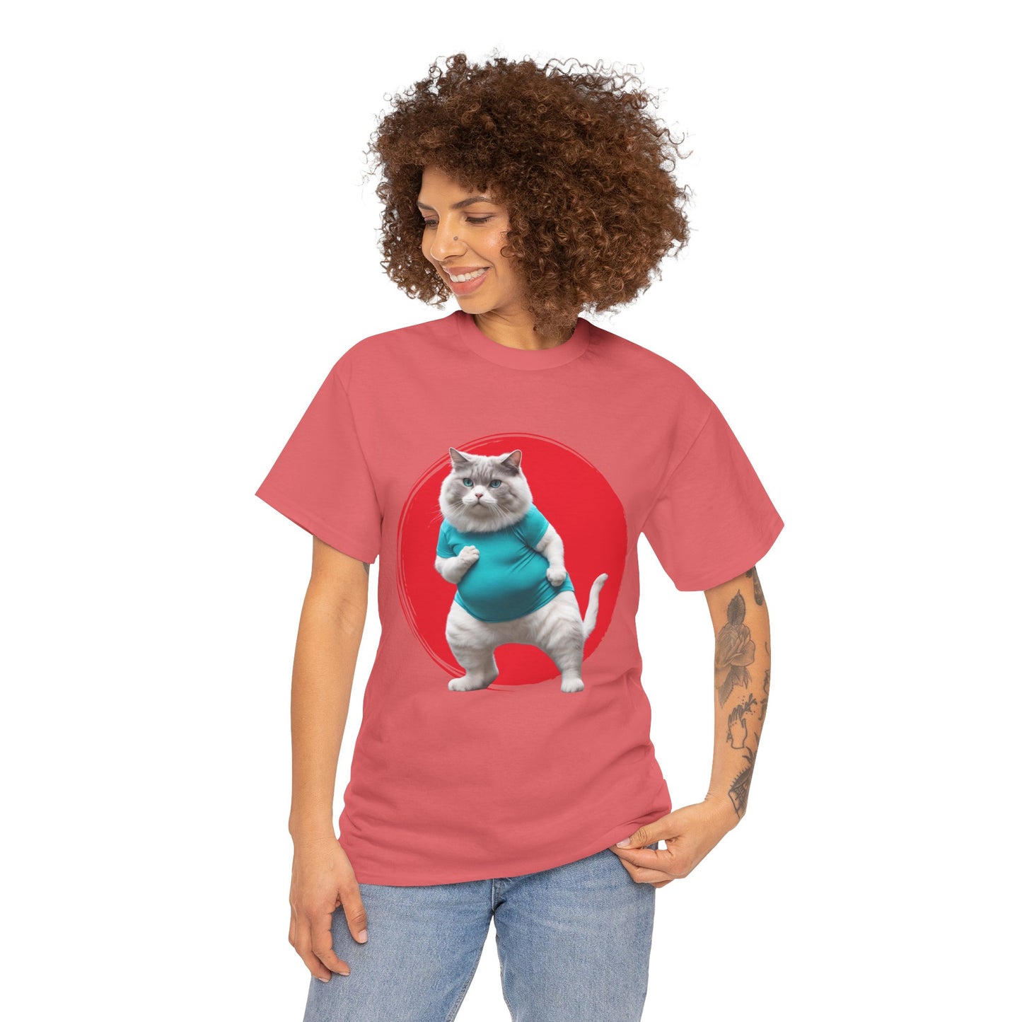 Camiseta de gimnasio Flashlander con divertido gato gordo de karate