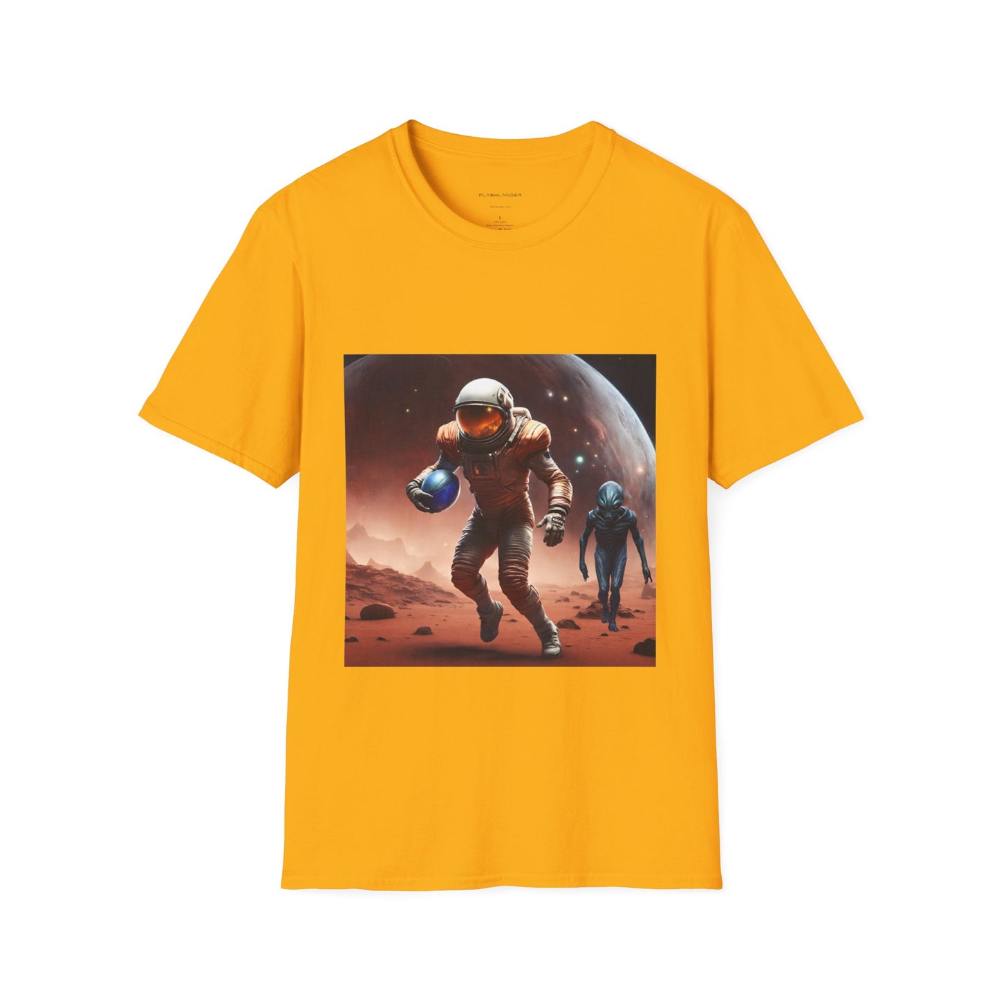 Astronaut and Alien Face Off in Football Gym Shirt Flashlander