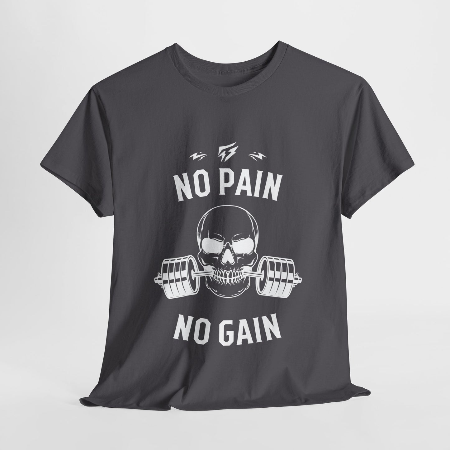 Skull Lifting Flashlander Gym Shirt No Pain No Gain Graphic Tee