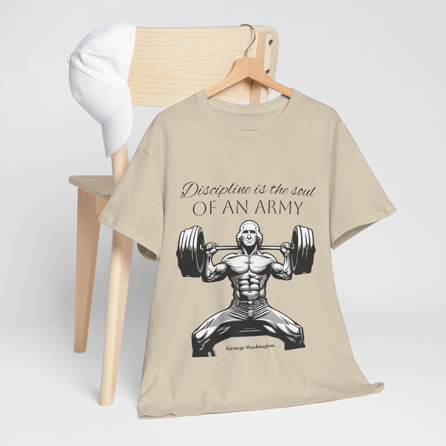 T-shirt de culturiste George Washington - Flashlander Disipline Is The Soul Of An Army Gym T-shirt en coton unisexe noir anthracite graphique