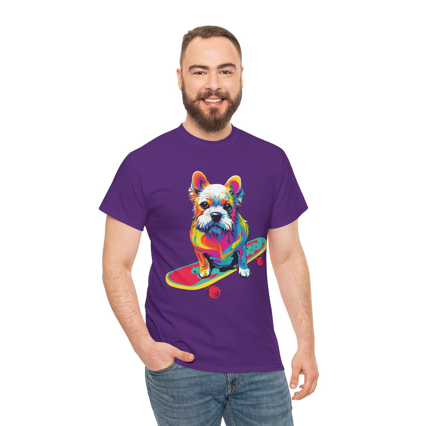 T-shirt de sport Flashlander avec chien skateboardant Pop Art