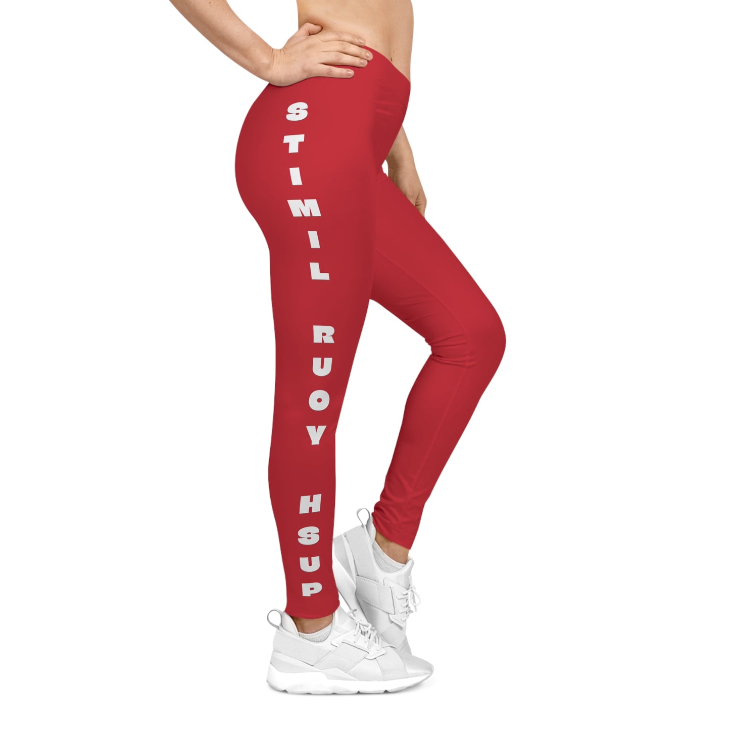 Flashlander Sportswear Evolution Women's Casual Leggings Dark Red (AOP) Featuring Custom Motivational Quote