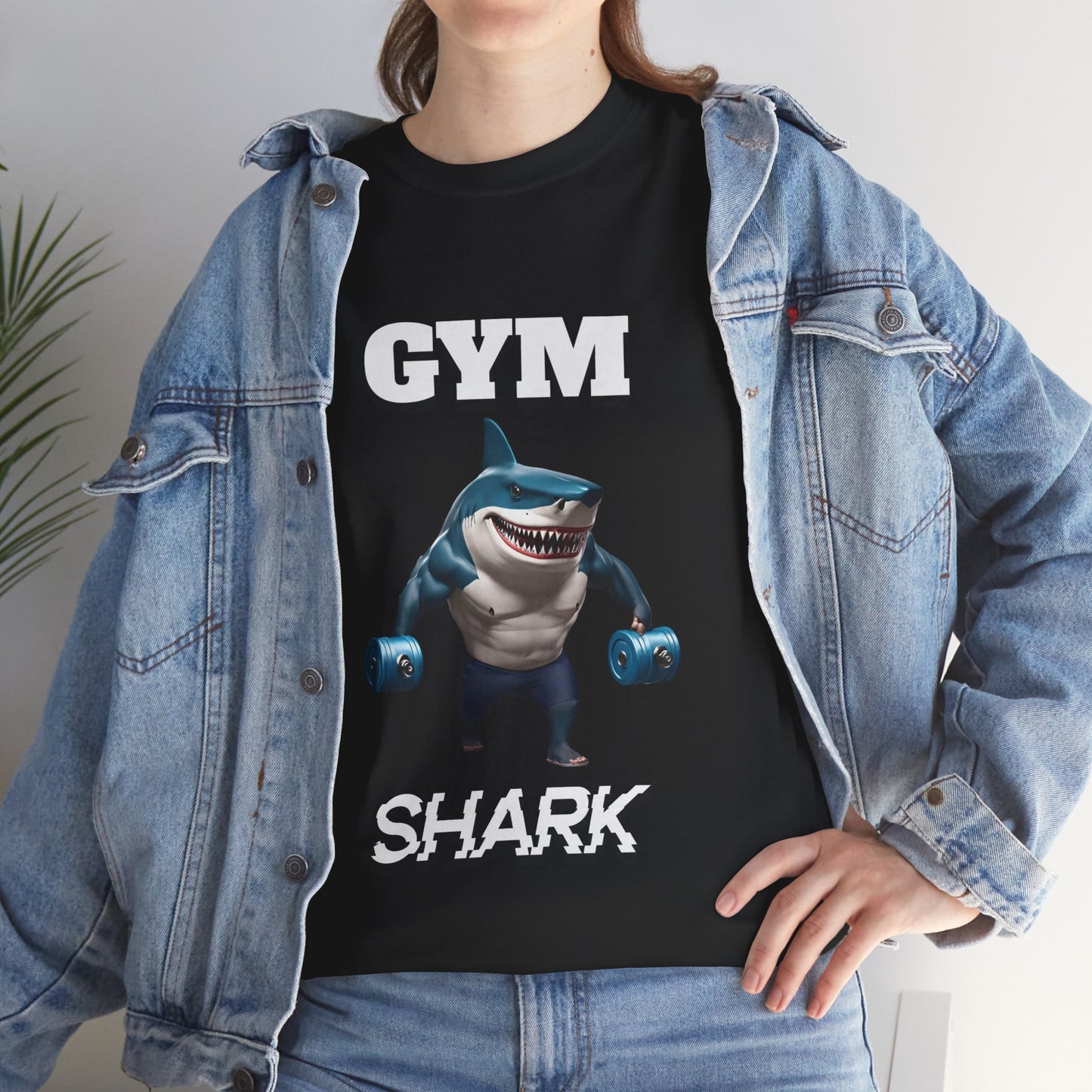 Gym Shark Performance Shirt Flashlander Cotton Unisex Charcoal Black Graphic Tee