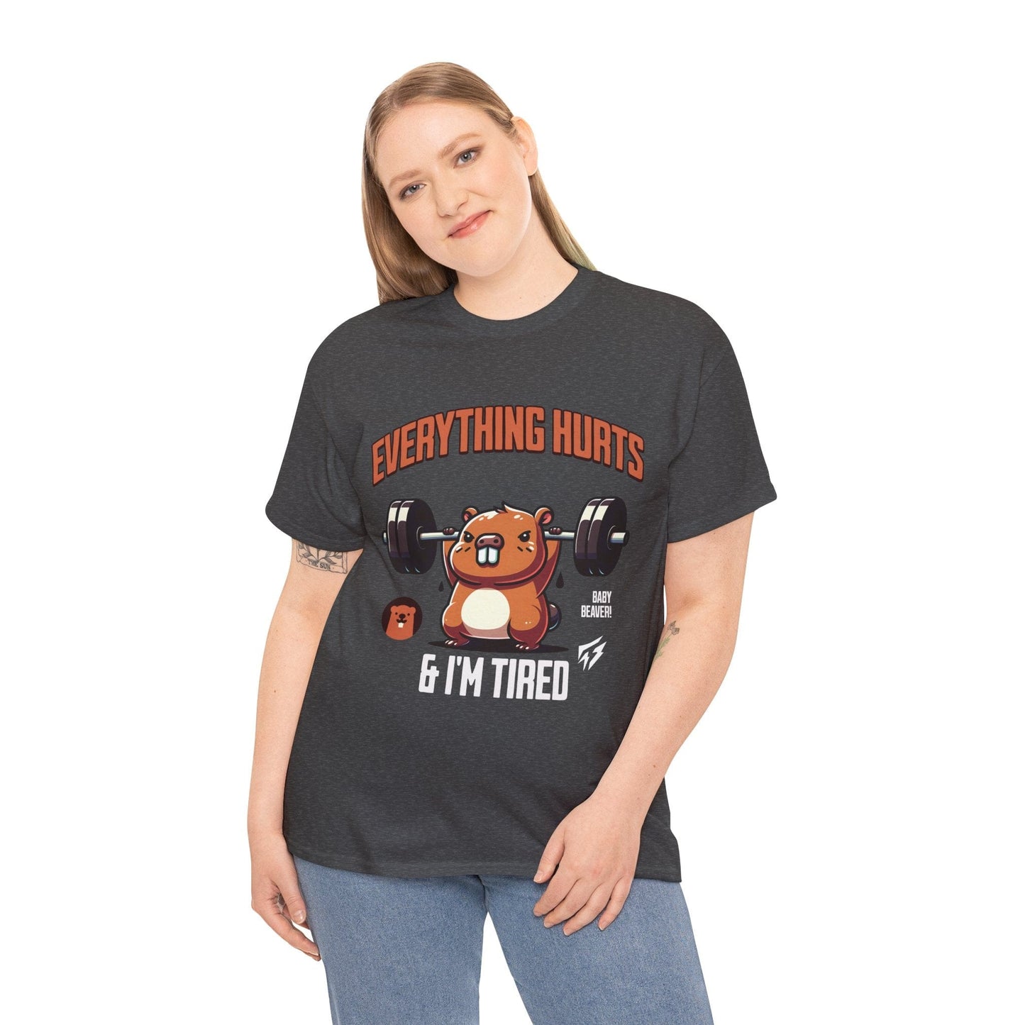 T-shirt de sport Beaver Everything Hurts &amp; I'm Tired T-shirt de sport Flashlander en coton unisexe noir anthracite T-shirt graphique de performance