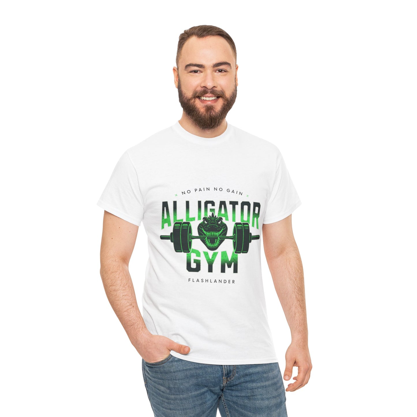 Aligator Gym Shirt Flashlander Cotton Unisex Charcoal Black Graphic Tee