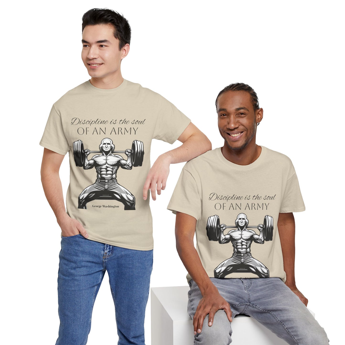 T-shirt de culturiste George Washington - Flashlander Disipline Is The Soul Of An Army Gym T-shirt en coton unisexe noir anthracite graphique