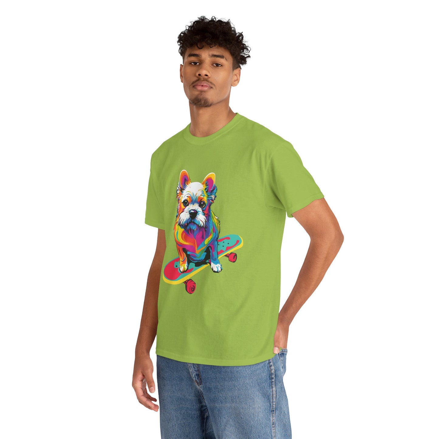 T-shirt de sport Flashlander avec chien skateboardant Pop Art