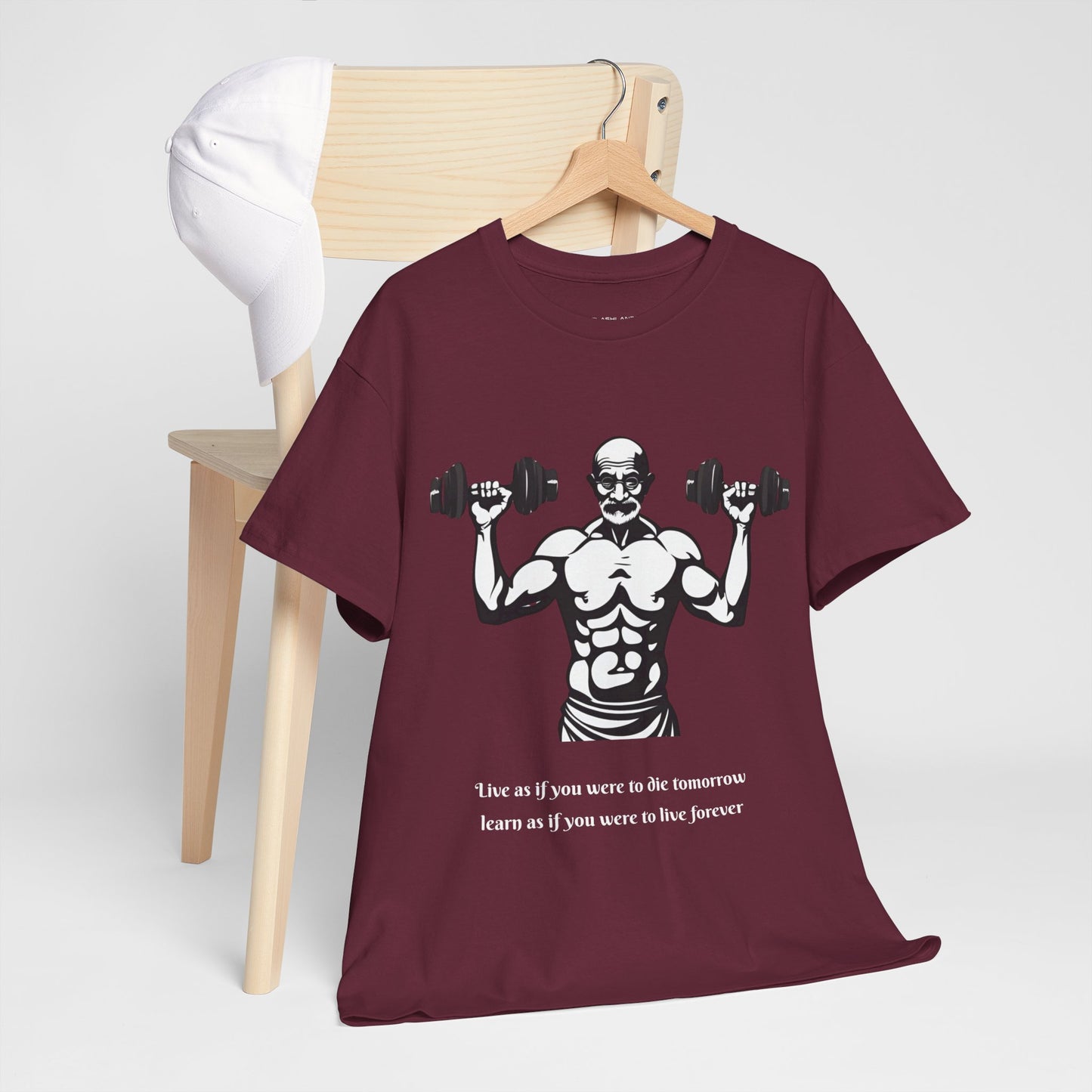 Gandhi Bodybuilder Gym Shirt - Flashlander Live as if you were to die tomorrow, learn as if you were to live forever quote Graphic Tee