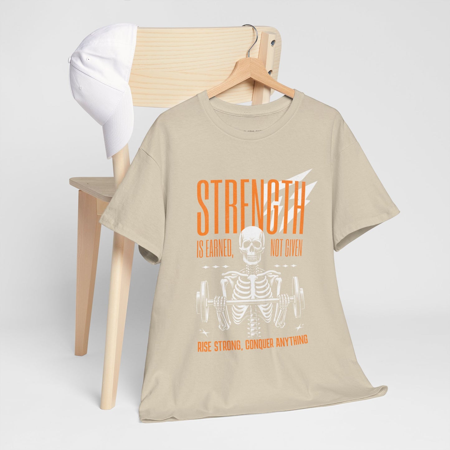 Skeleton Lifter Bodybuilder Shirt Flashlander Strength Is Earned Not Given Gym T-Shirt Cotton Unisex Graphic Tee