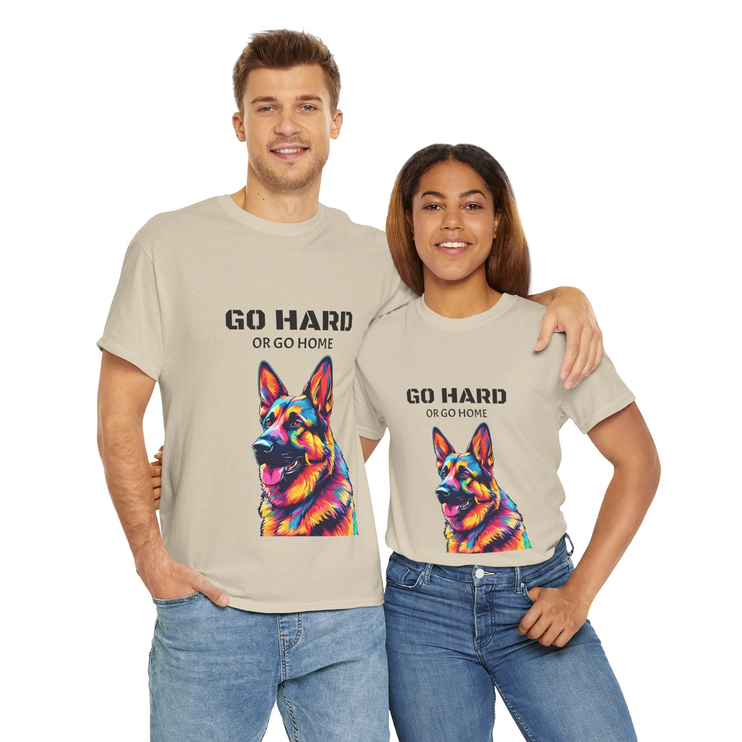 Camiseta de gimnasia Flashlander con diseño de perro pastor alemán Pop Art: "Ve a por todas o vete a casa"