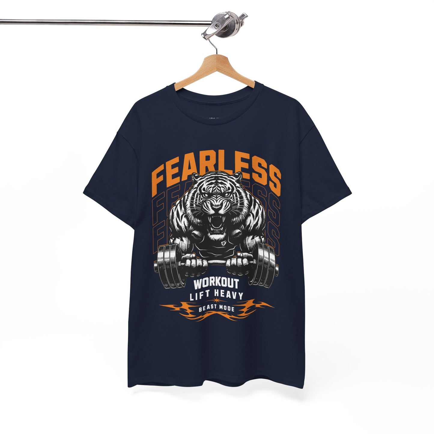 Tiger Bodybuilder Shirt Flashlander Fearless Workout Lift Heavy Beast Mode Gym T-Shirt Cotton Unisex Graphic Tee