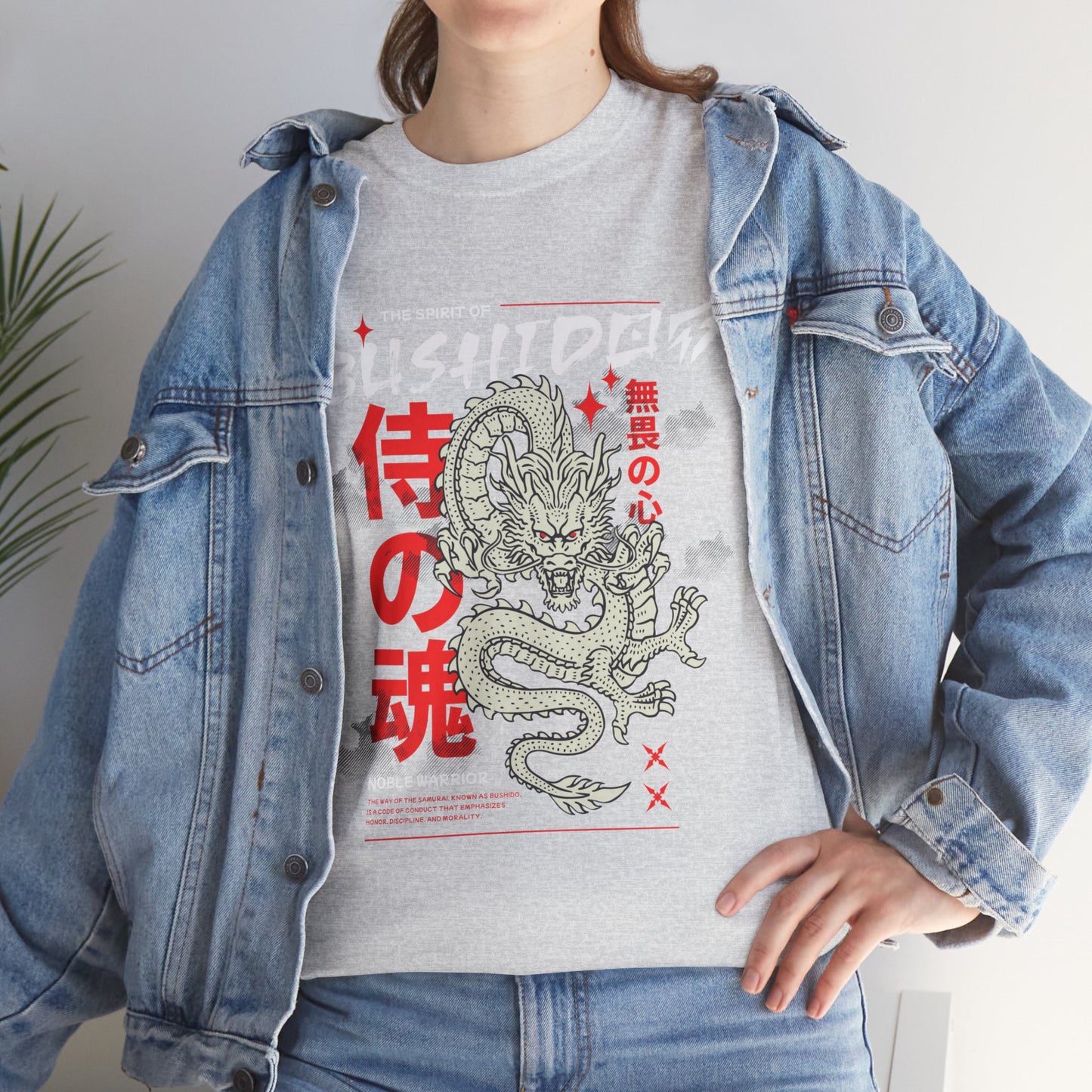 Dragon Gym Shirt The Spirit of Bushido T-Shirt Flashlander Cotton Unisex Charcoal Black Graphic Tee