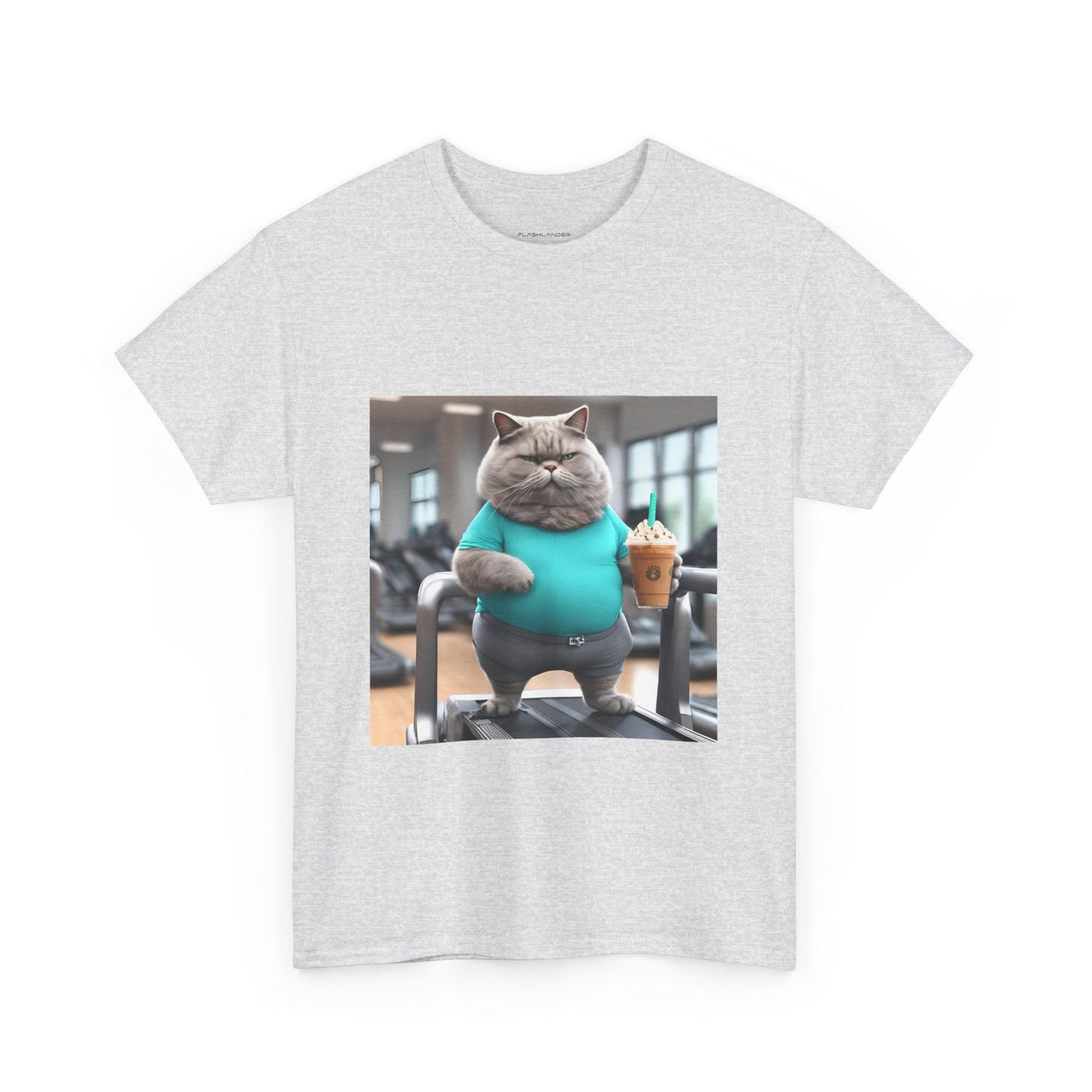 Funny Fat Cat On The Treadmill - Flashlander Gym Shirt