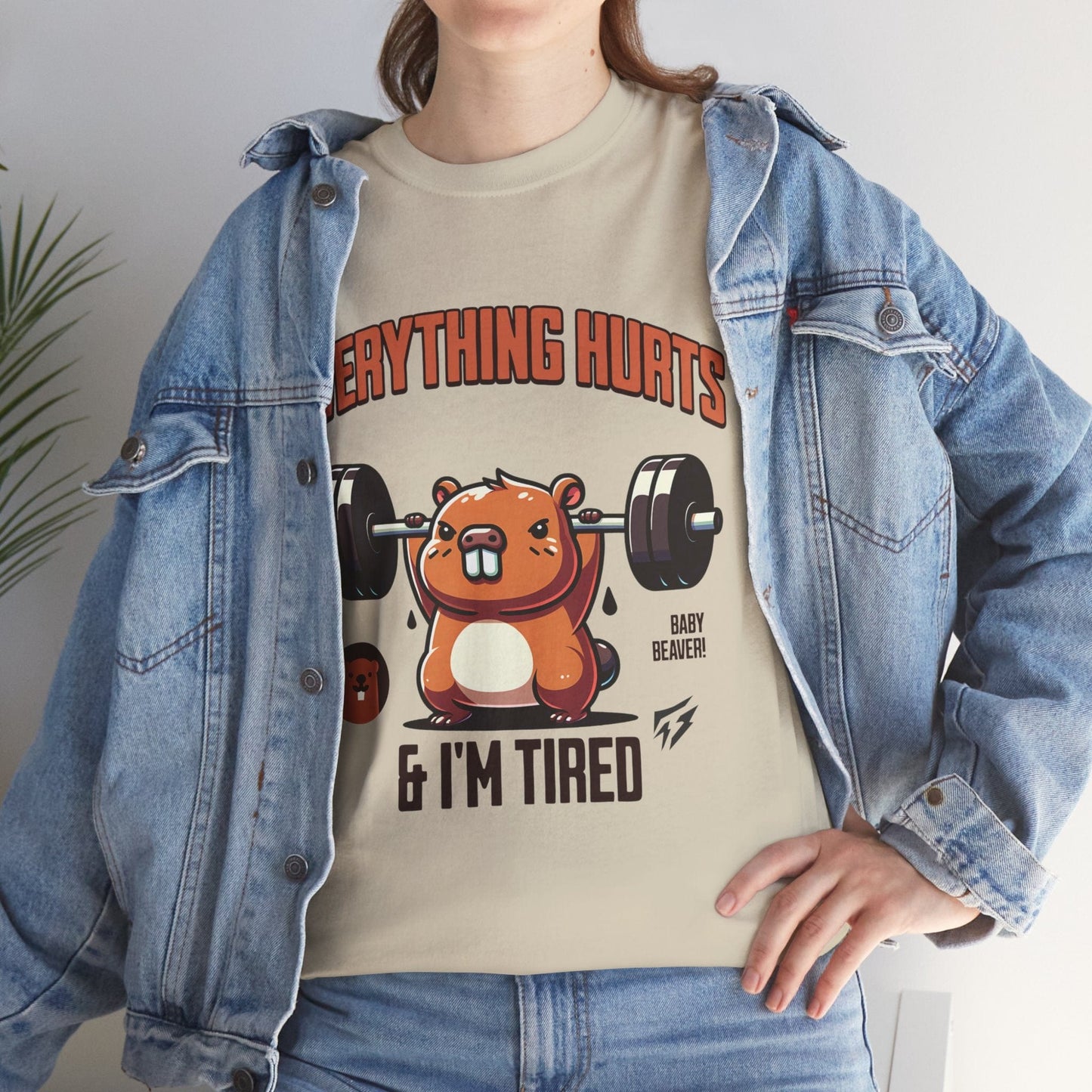 T-shirt de sport Beaver Everything Hurts &amp; I'm Tired T-shirt de sport Flashlander en coton unisexe noir anthracite T-shirt graphique de performance