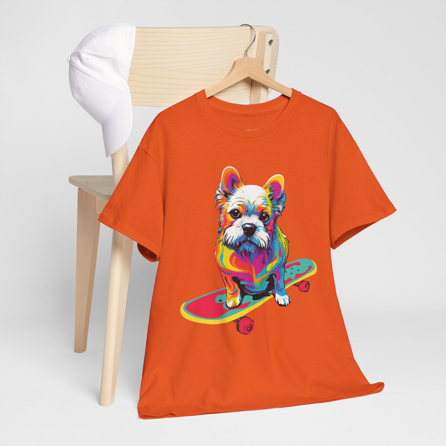 T-shirt de sport Flashlander avec chien skateboardant Pop Art